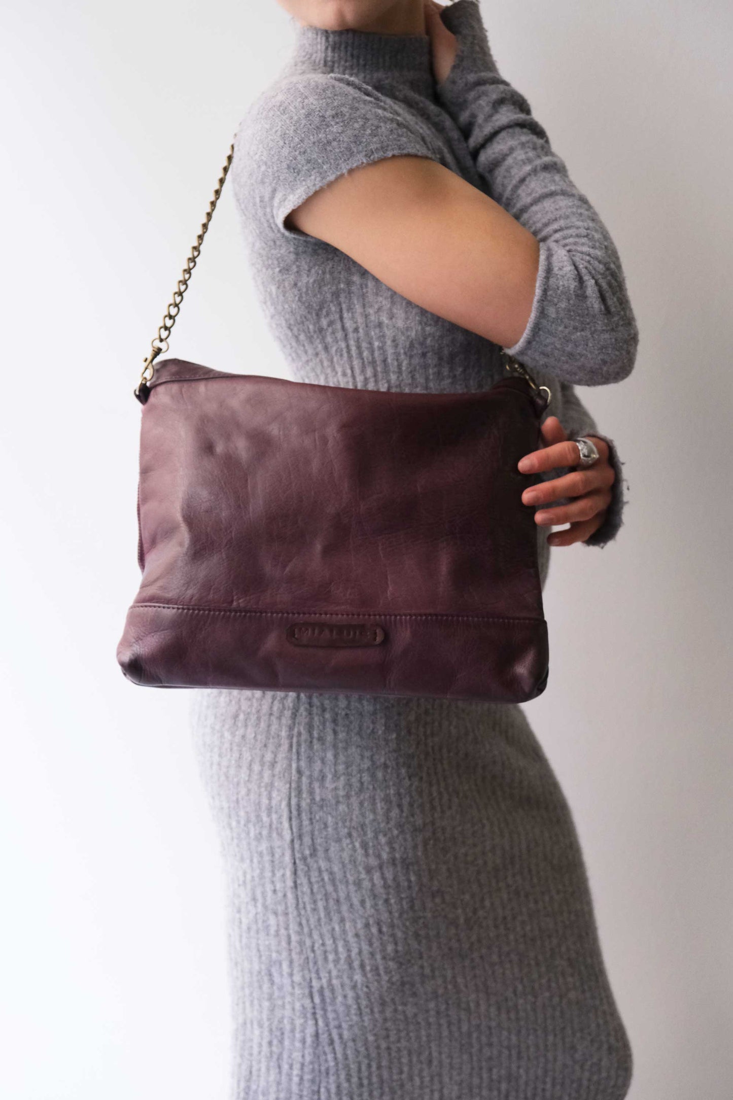 Zoe in plum turner calf soft leather - Made in Italy -