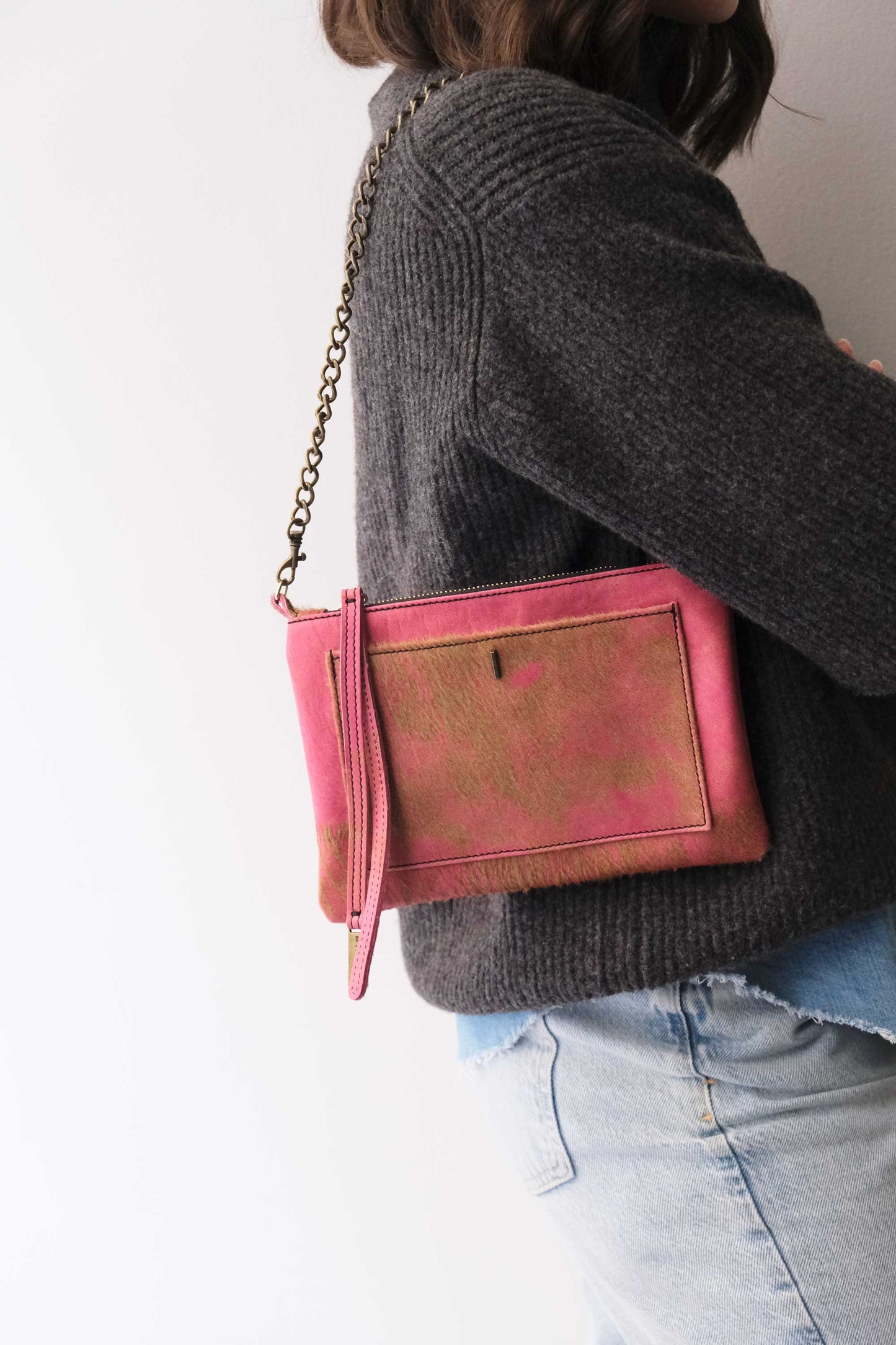 LIMITED EDITION Mikin aged fuchsia pony-hair pochette - Made in Italy -