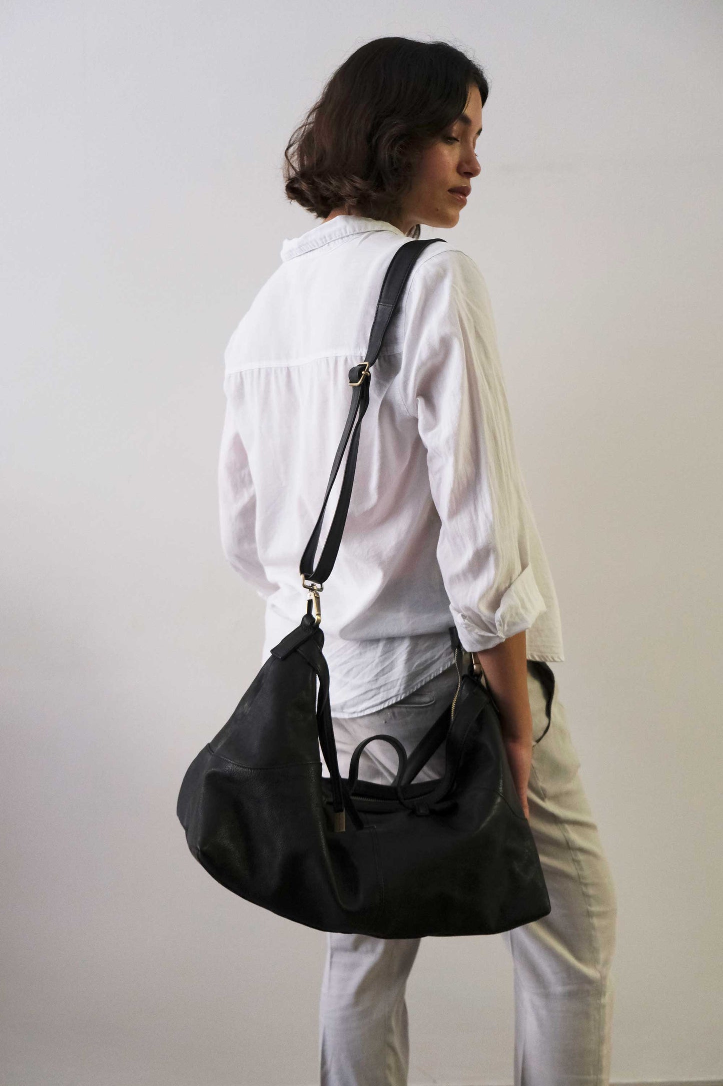 Cloudy crossbody bag in black nappa leather - Made in Italy -