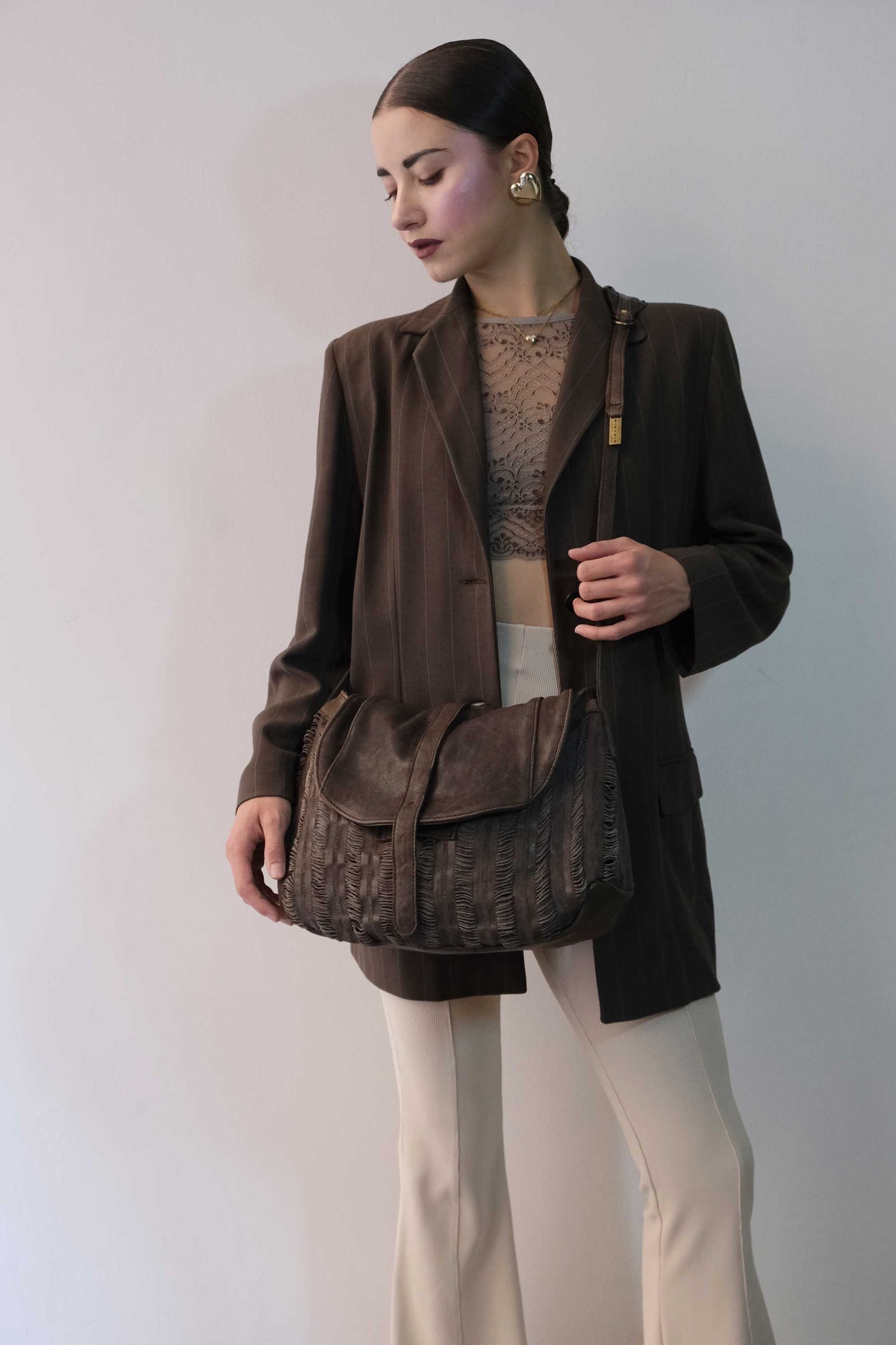 Do saddle bag tobacco in soft nappa fringe - Made in Italy -