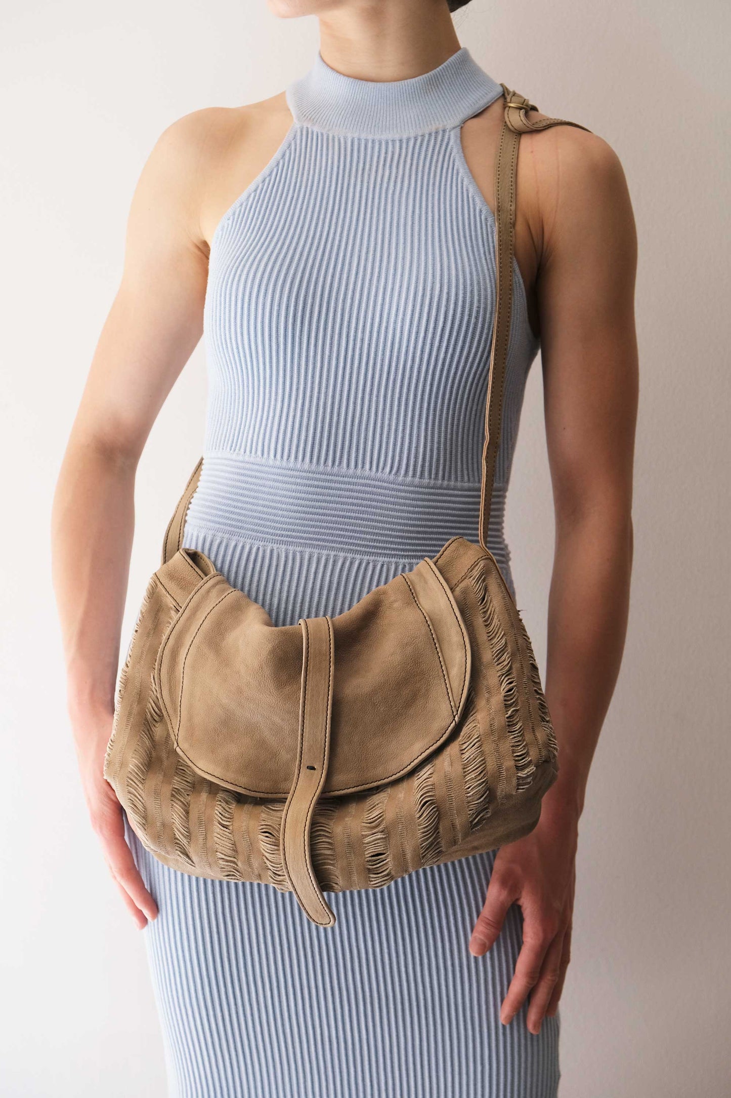 Do saddle bag shark in soft nappa fringe - Made in Italy -