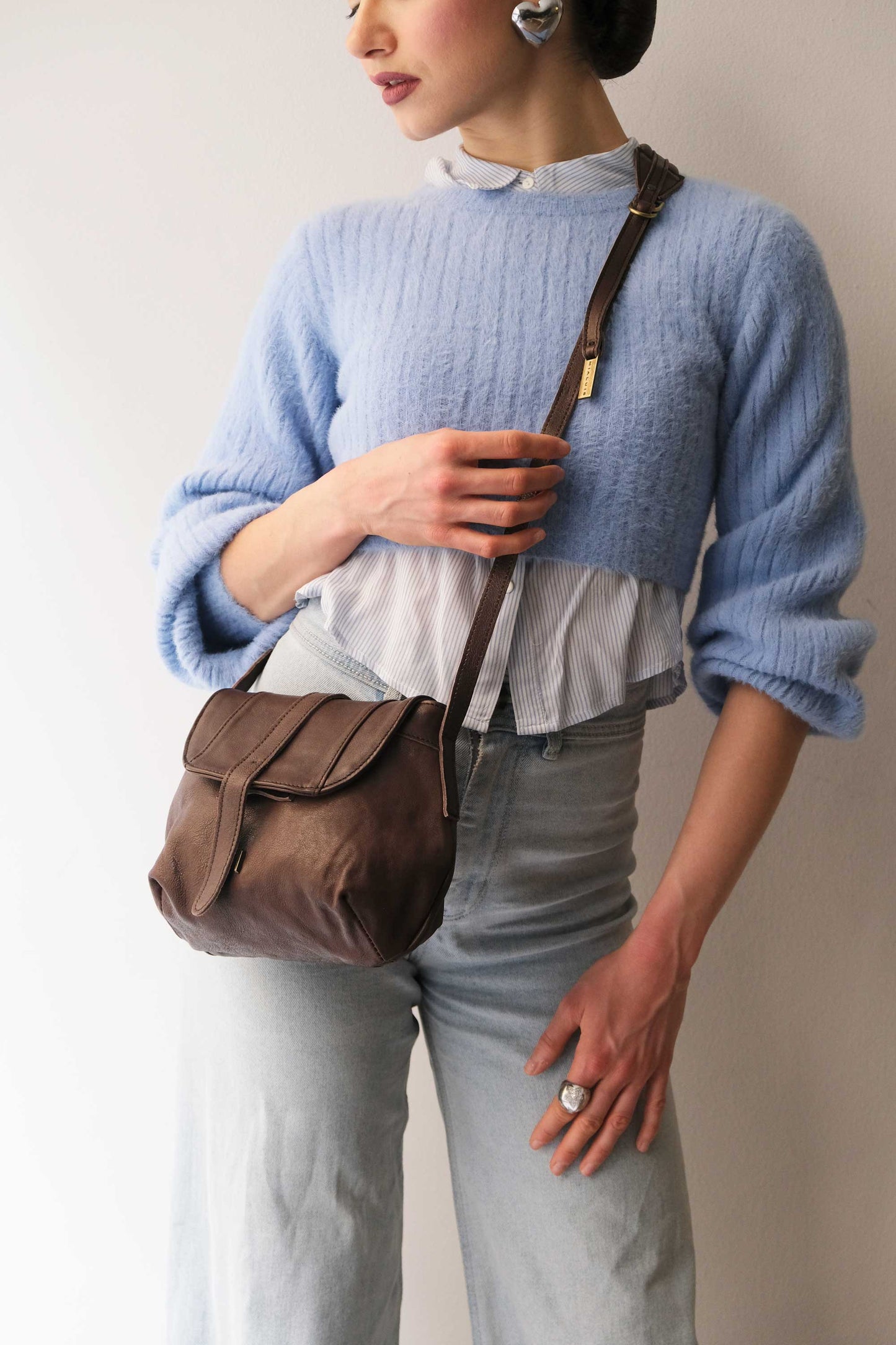 Do mini saddle bag in brown soft nappa - Made in Italy -