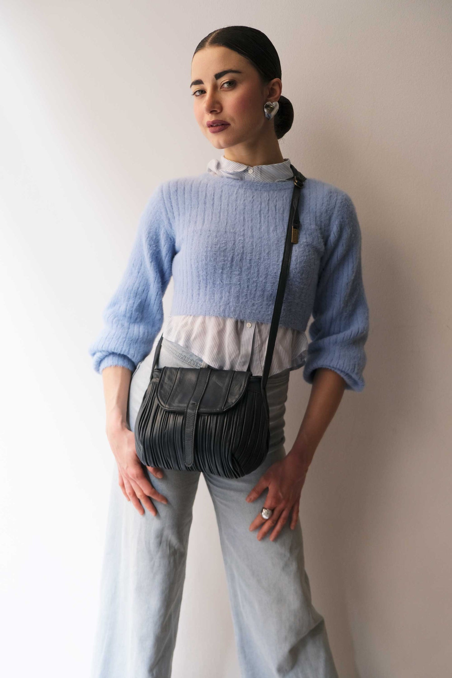 PRE ORDER discount 15%-Do mini saddle bag in pleated navy colour nappa leather - use code PREORDER15 - DELIVERY IS ESTIMATED WITHIN APPROXIMATELY 30 DAYS FROM THE ORDER DATE- Made in Italy -