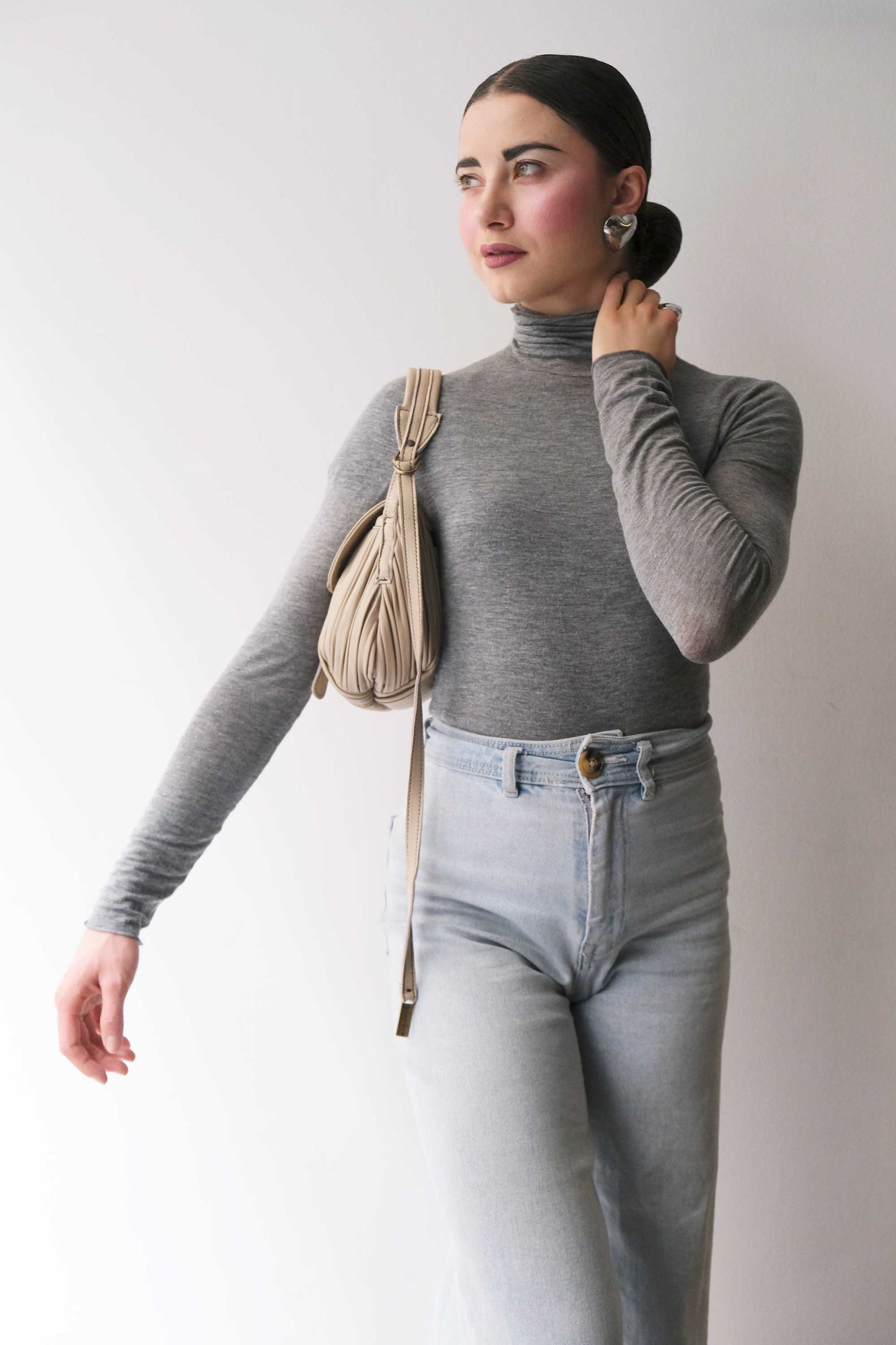 Do mini saddle bag in pleated sand colour nappa leather - Made in Italy -