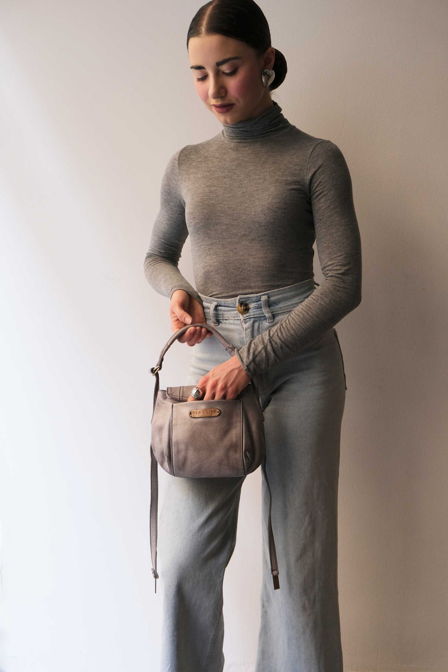 Do mini saddle bag in ash turner calf soft leather - Made in Italy-