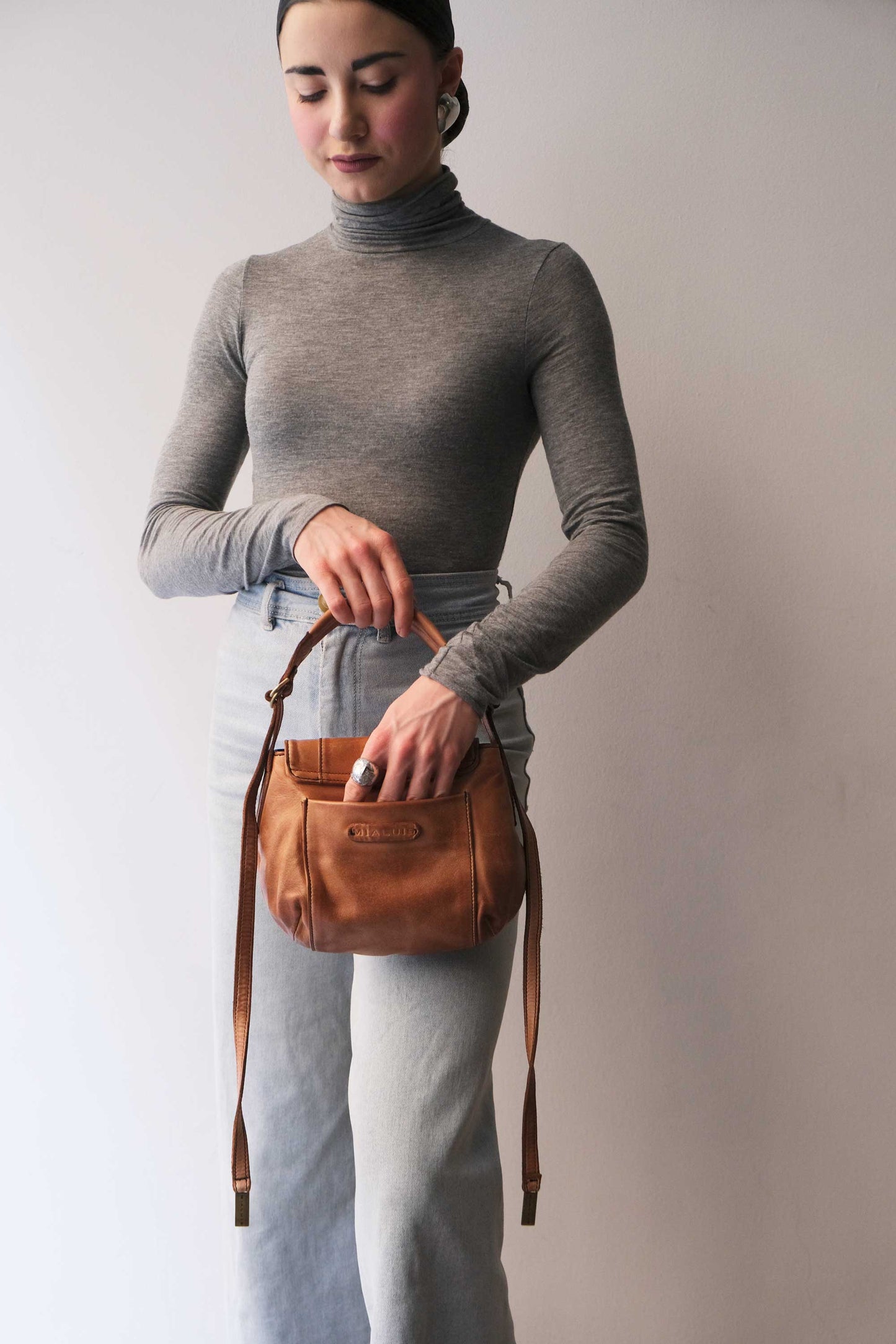 Do mini saddle bag in cognac turner calf soft leather - Made in Italy-