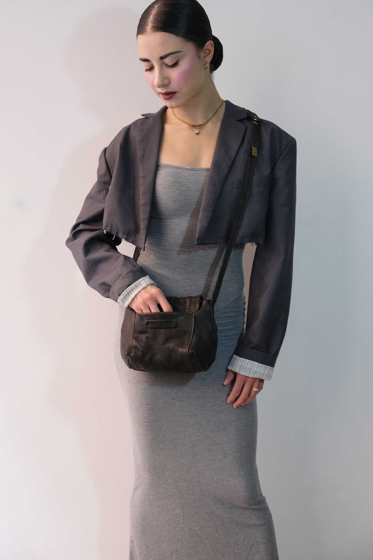 Do mini saddle bag in brown soft washed nappa - Made in Italy -