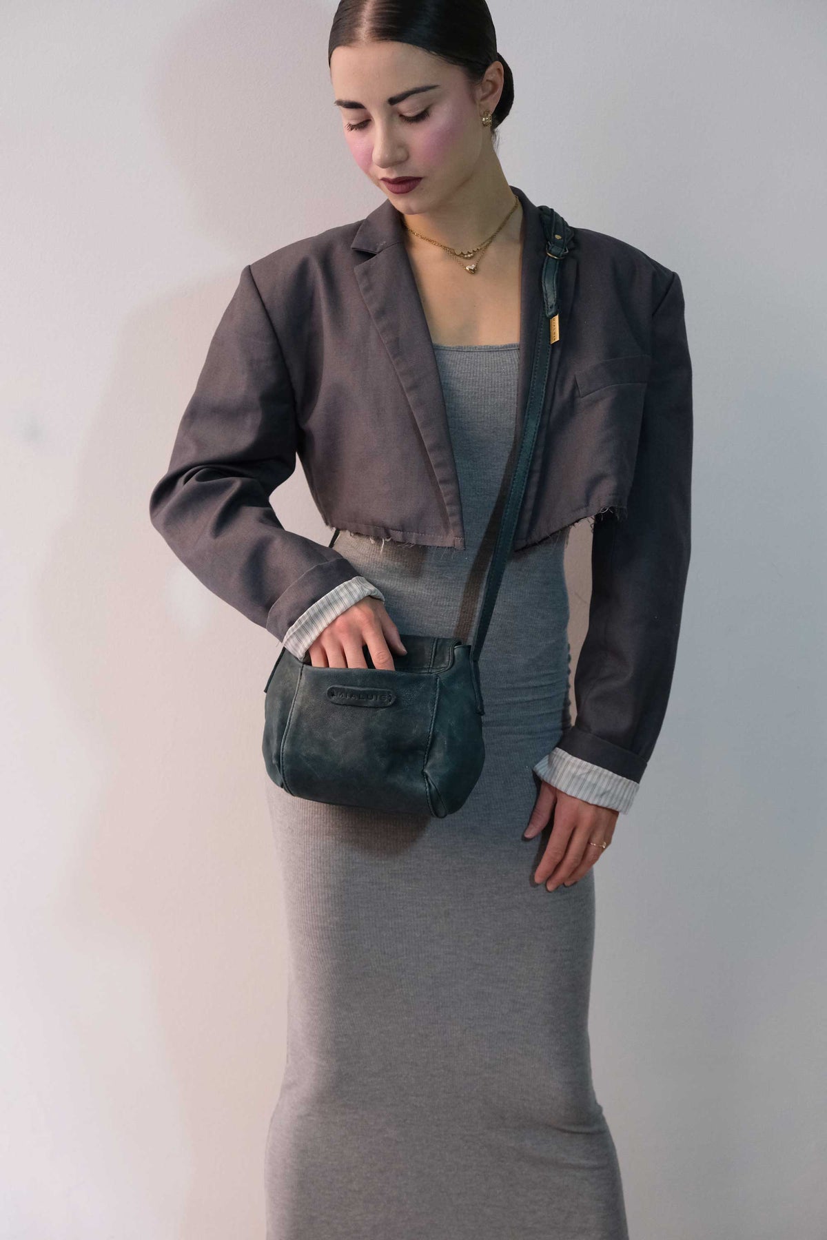 Do mini saddle bag in teal soft washed nappa - Made in Italy -