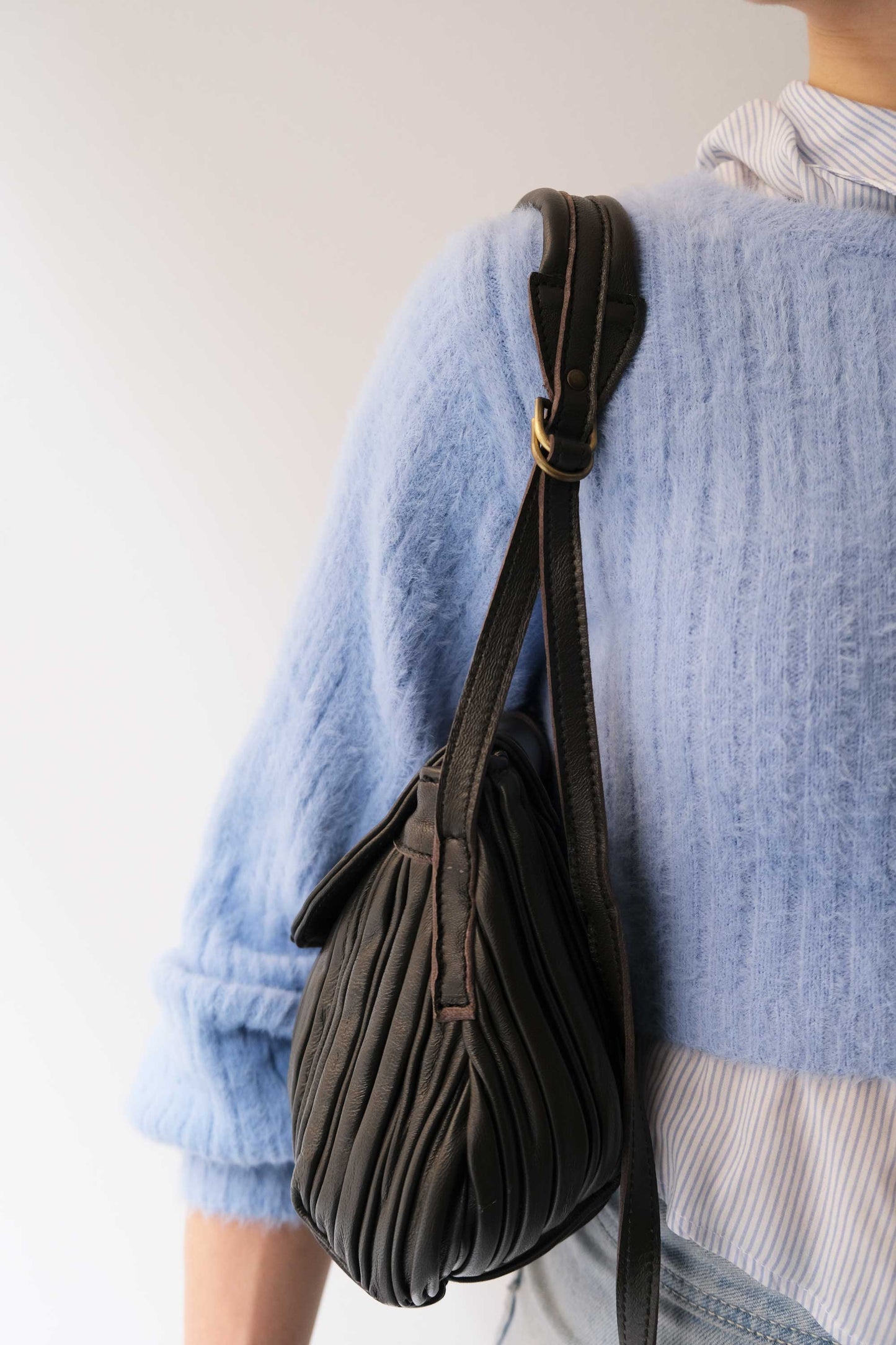 PRE ORDER discount 15%-Do mini saddle bag in pleated brown colour nappa leather - use code PREORDER15 - DELIVERY IS ESTIMATED WITHIN APPROXIMATELY 30 DAYS FROM THE ORDER DATE- Made in Italy --