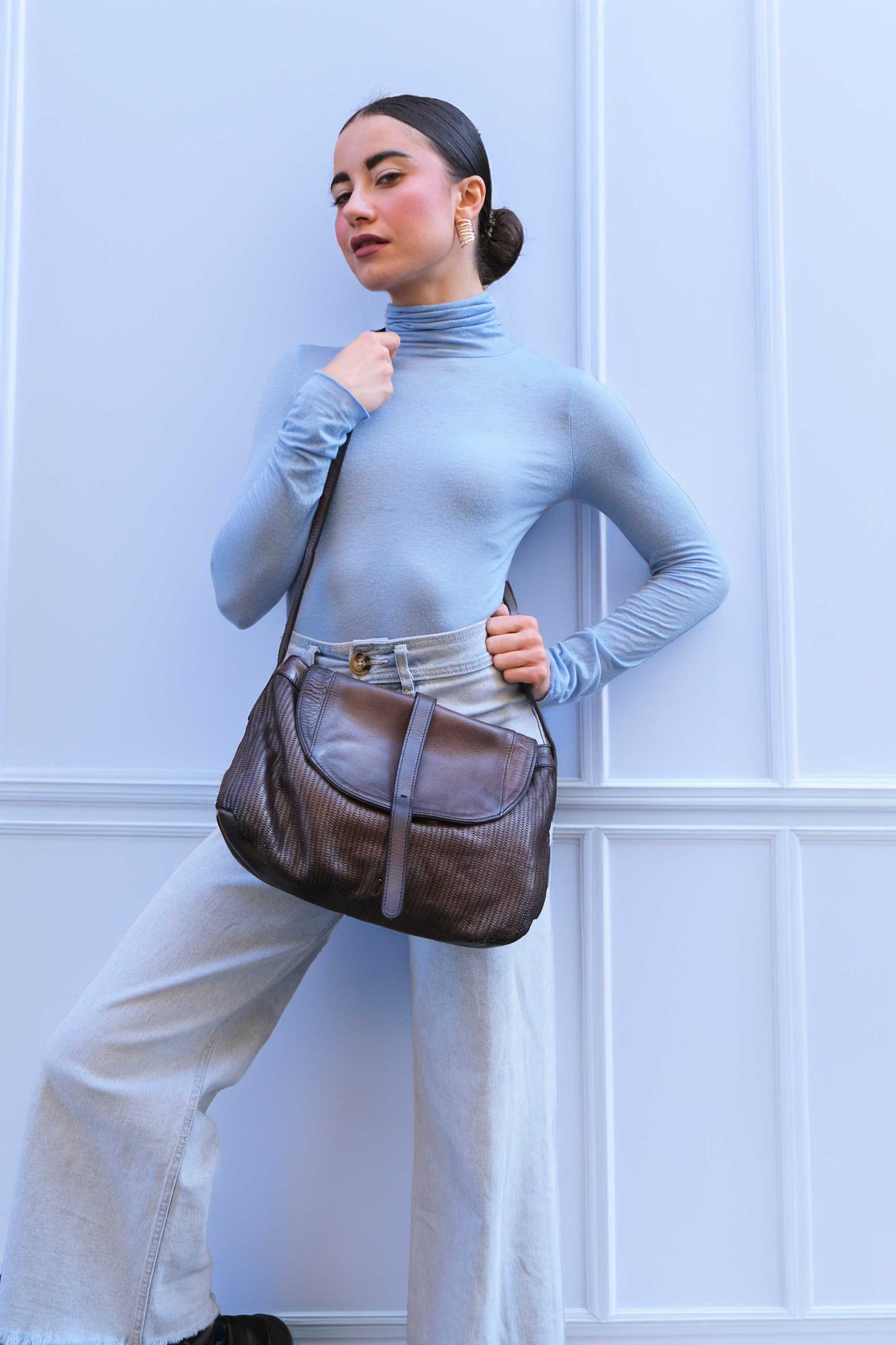 Do saddle bag in caffè turner calf soft leather - Made in Italy -