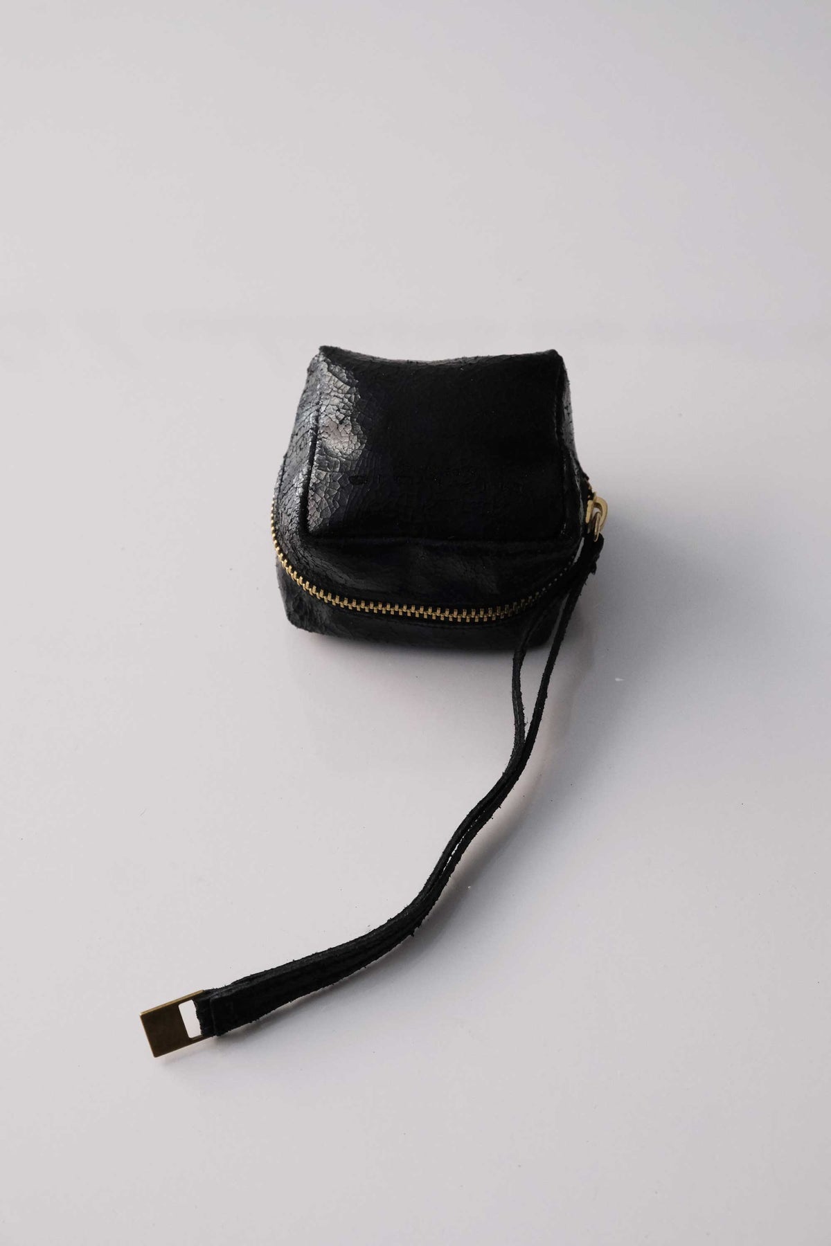 Dream box mini pochette in balck craclè calf leather - Made in Italy -