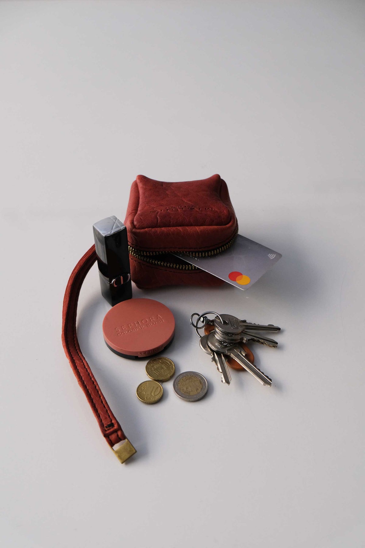 Dream box mini pochette in sangria mutton leather - Made in Italy -