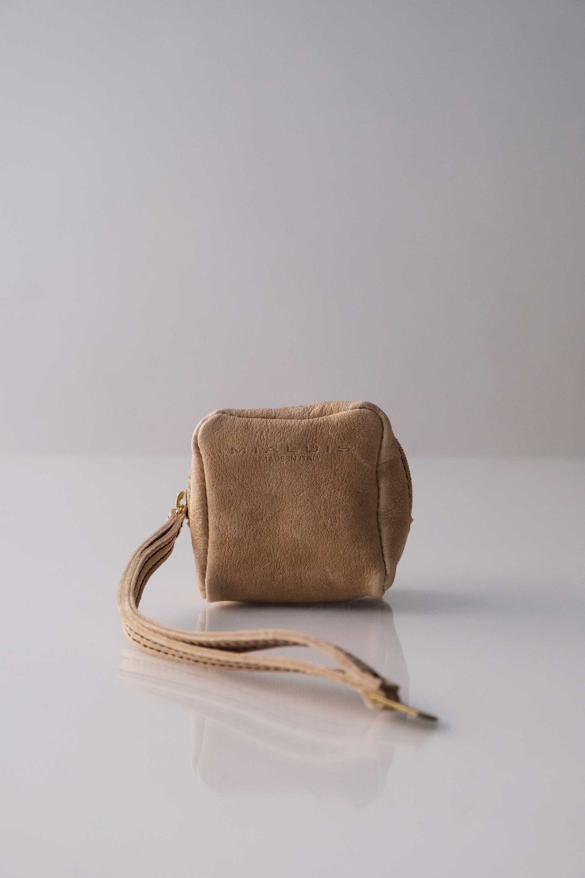 Dream box mini pochette in sand calf leather - Made in Italy -