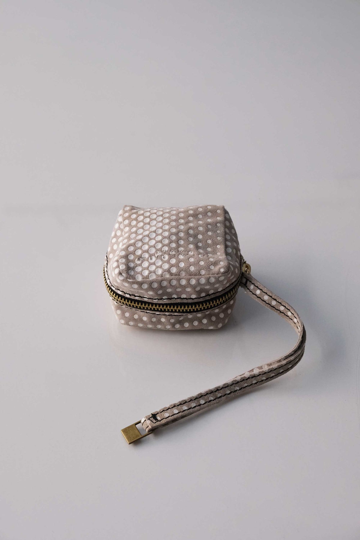 Dream box mini pochette in pois ash calf leather - Made in Italy -