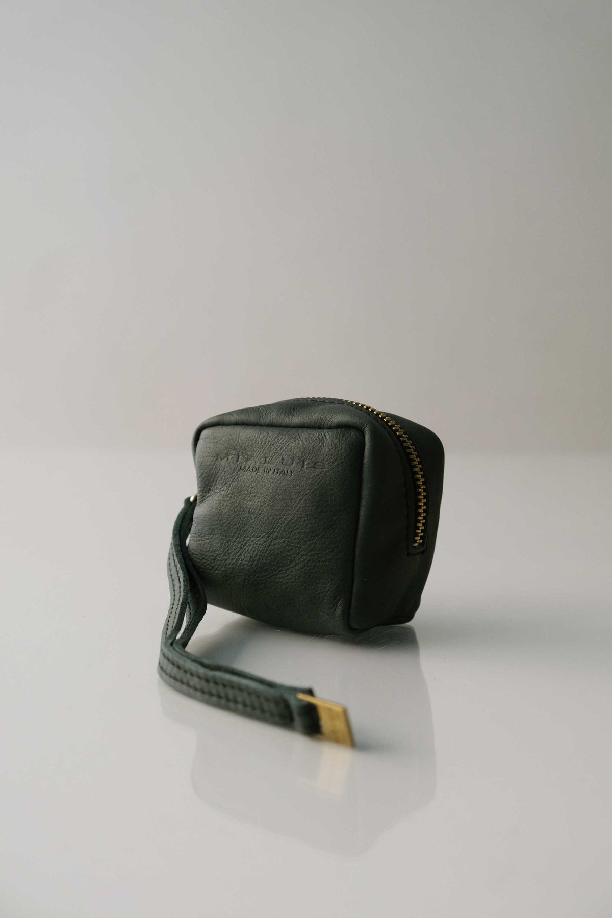 Dream box mini pochette in teal calf leather - Made in Italy -