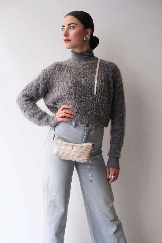 Dream Ti in cream pleated leather - Made in Italy -