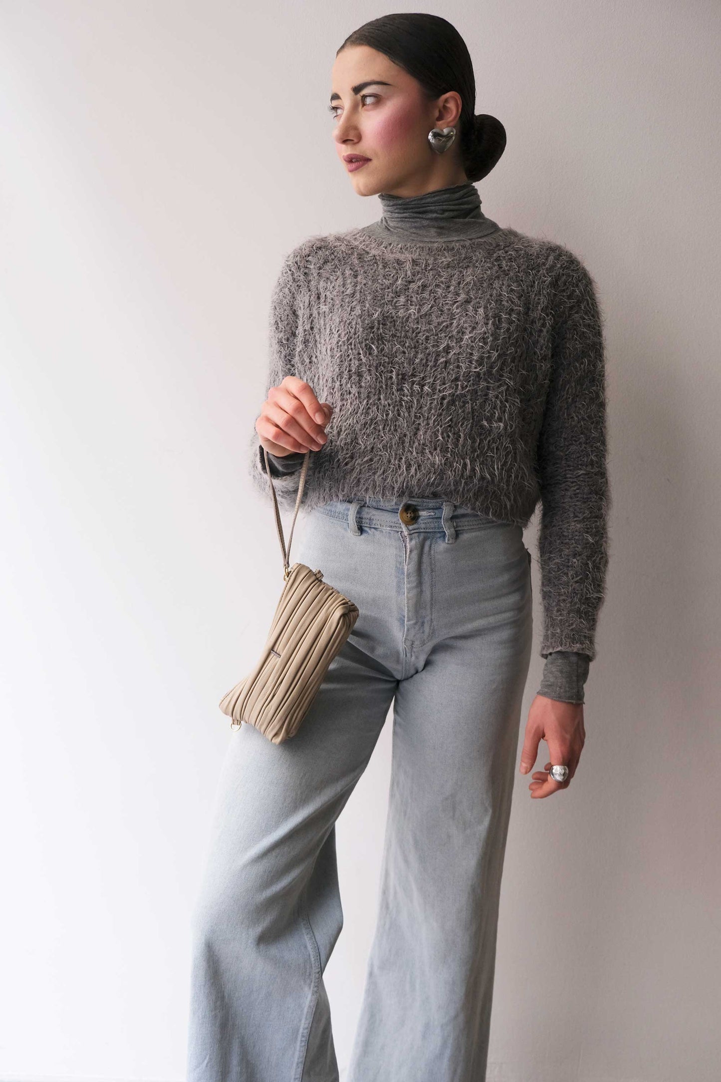 Dream Ti in sand pleated leather - Made in Italy -