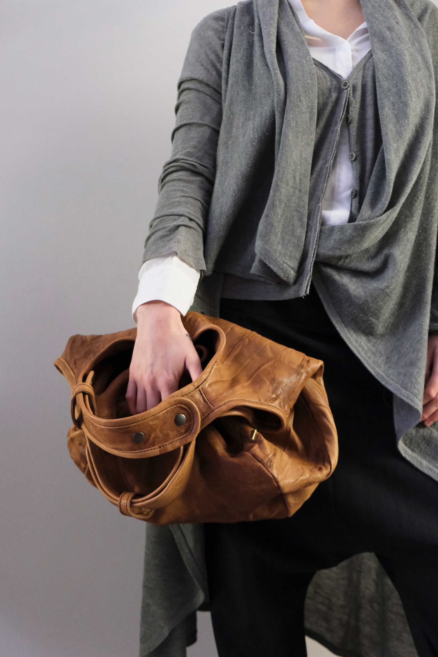 Lena tote bag in cognac soft leather