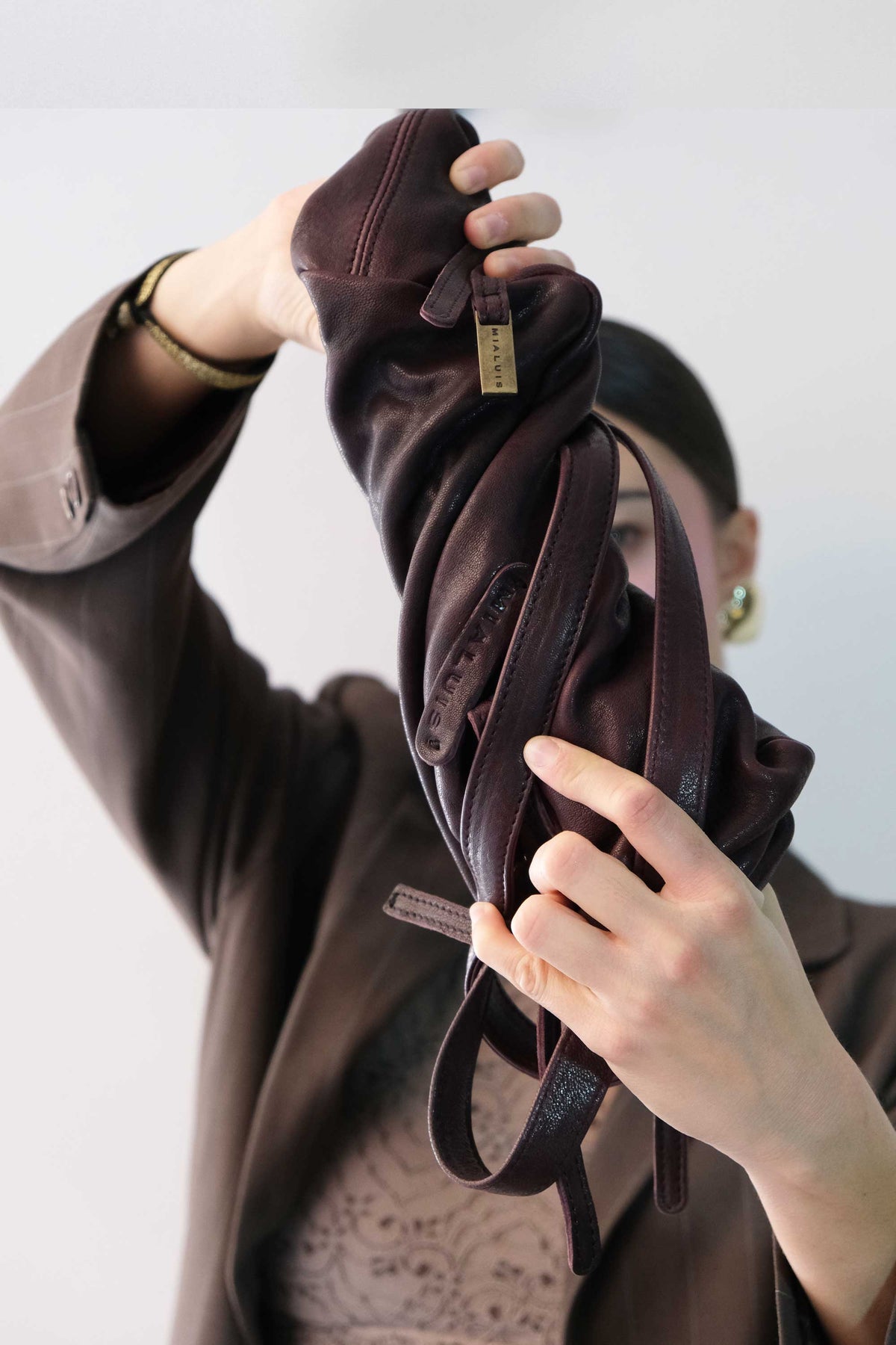 Maribè in plum washed nappa leather  - Made in Italy -
