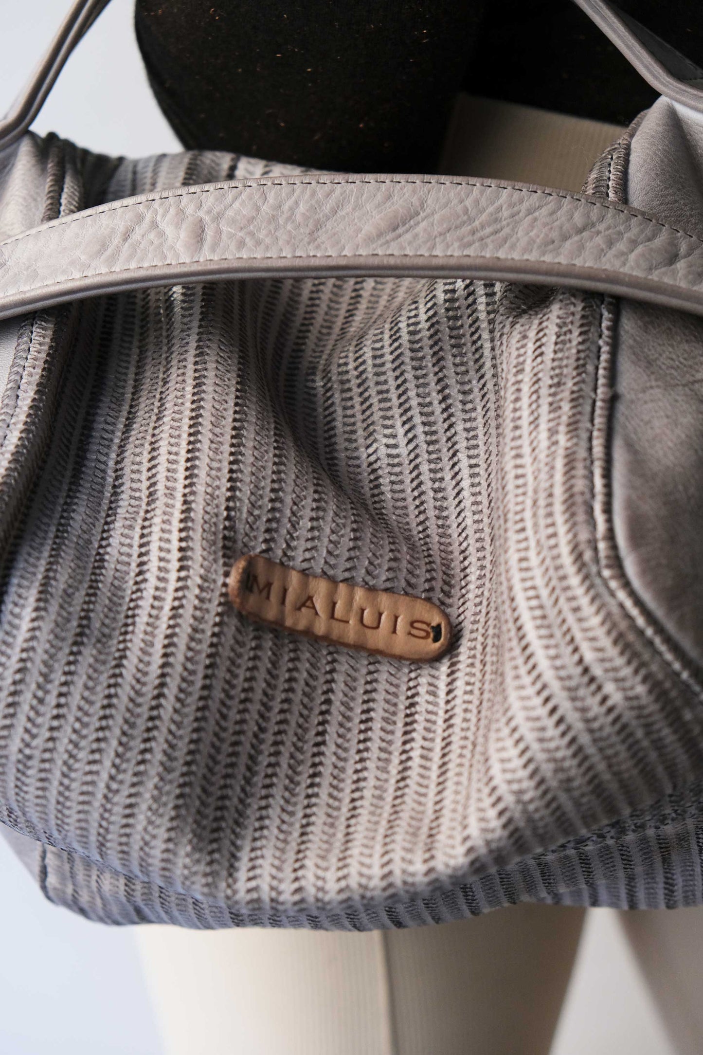 Mina media tote bag in turner ash soft leather - Made in Italy -