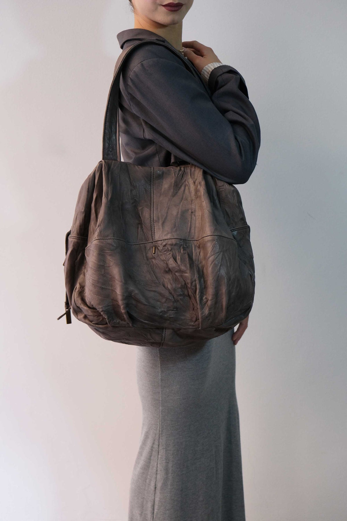 Riri tote bag in soft nappa lomé tobacco - Made in Italy -