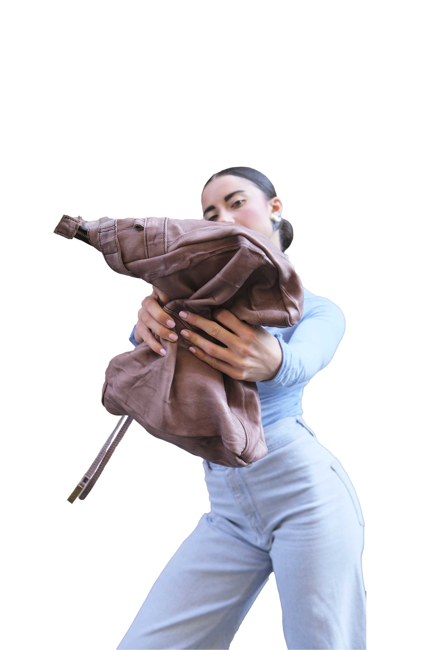 LAUNCH PRICE €298 UNTIL OCTOBER 30 - Valy tote bag in soft nappa lomé taupe - Made in Italy -