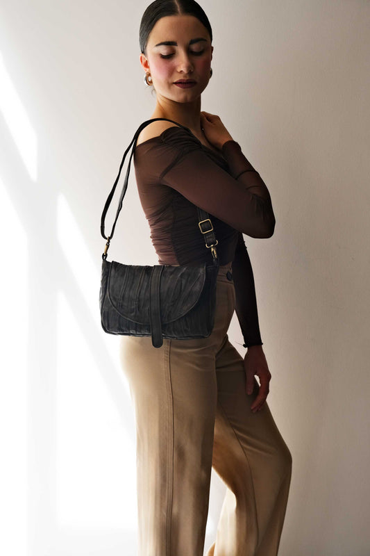 LAUNCH PRICE €250 UNTIL APRIL 30 - Barbara in brown soft washed nappa lomè - Made in Italy -