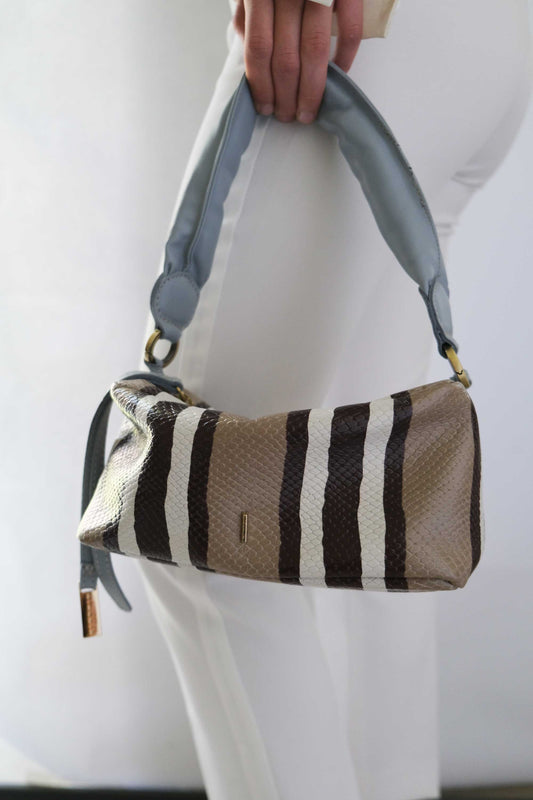 Bobo mini in taupe line with rain handle leather