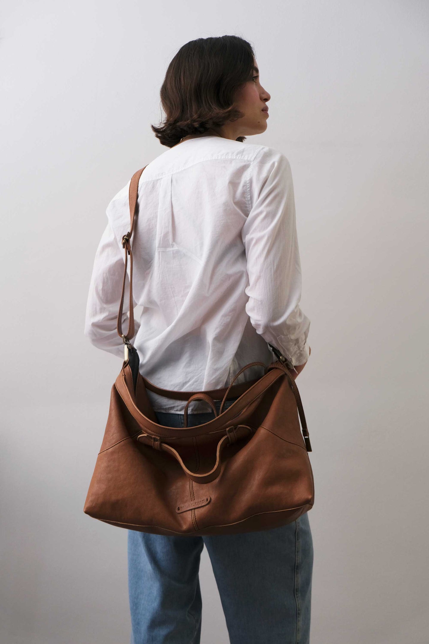 Cloudy crossbody bag in cognac nappa leather - Made in Italy -