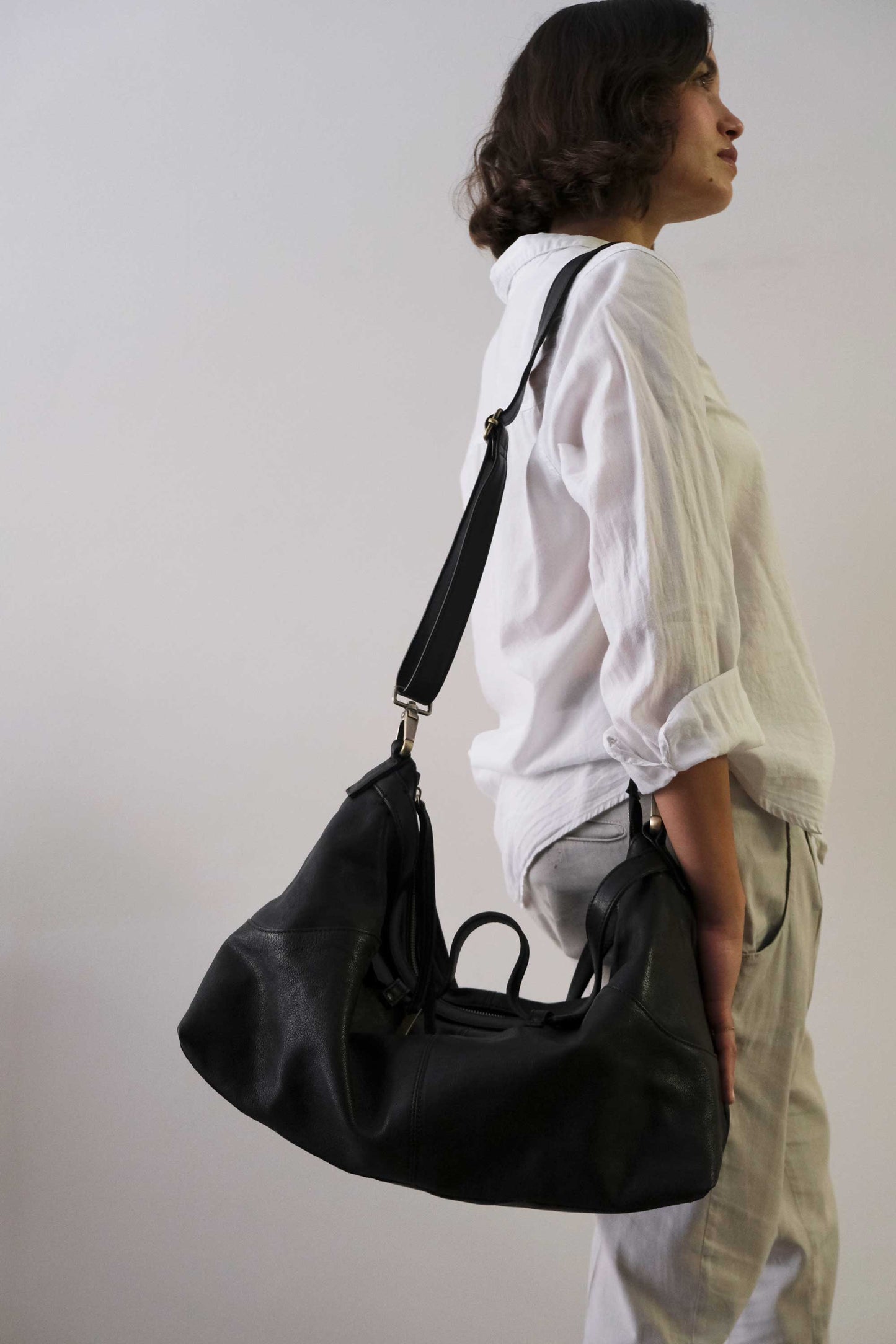 Cloudy crossbody bag in black nappa leather - Made in Italy -