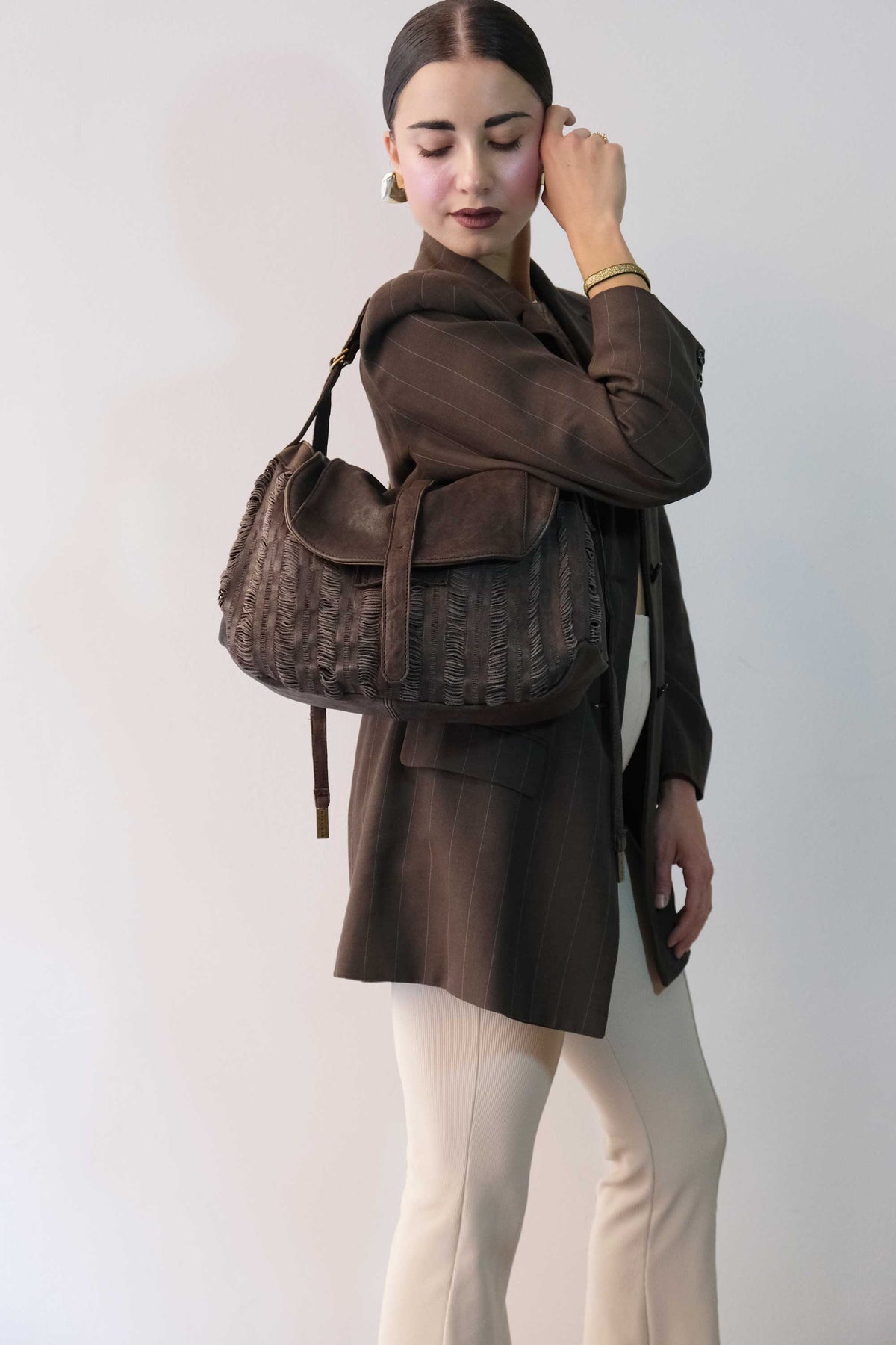 Do saddle bag tobacco in soft nappa fringe - Made in Italy -