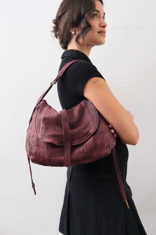 PRE ORDER discount 15%-Do saddle bag in plum soft nappa lomé  - use code PREORDER15 - ESTIMATED DELIVERY SEPTEMBER 15- Made in Italy -