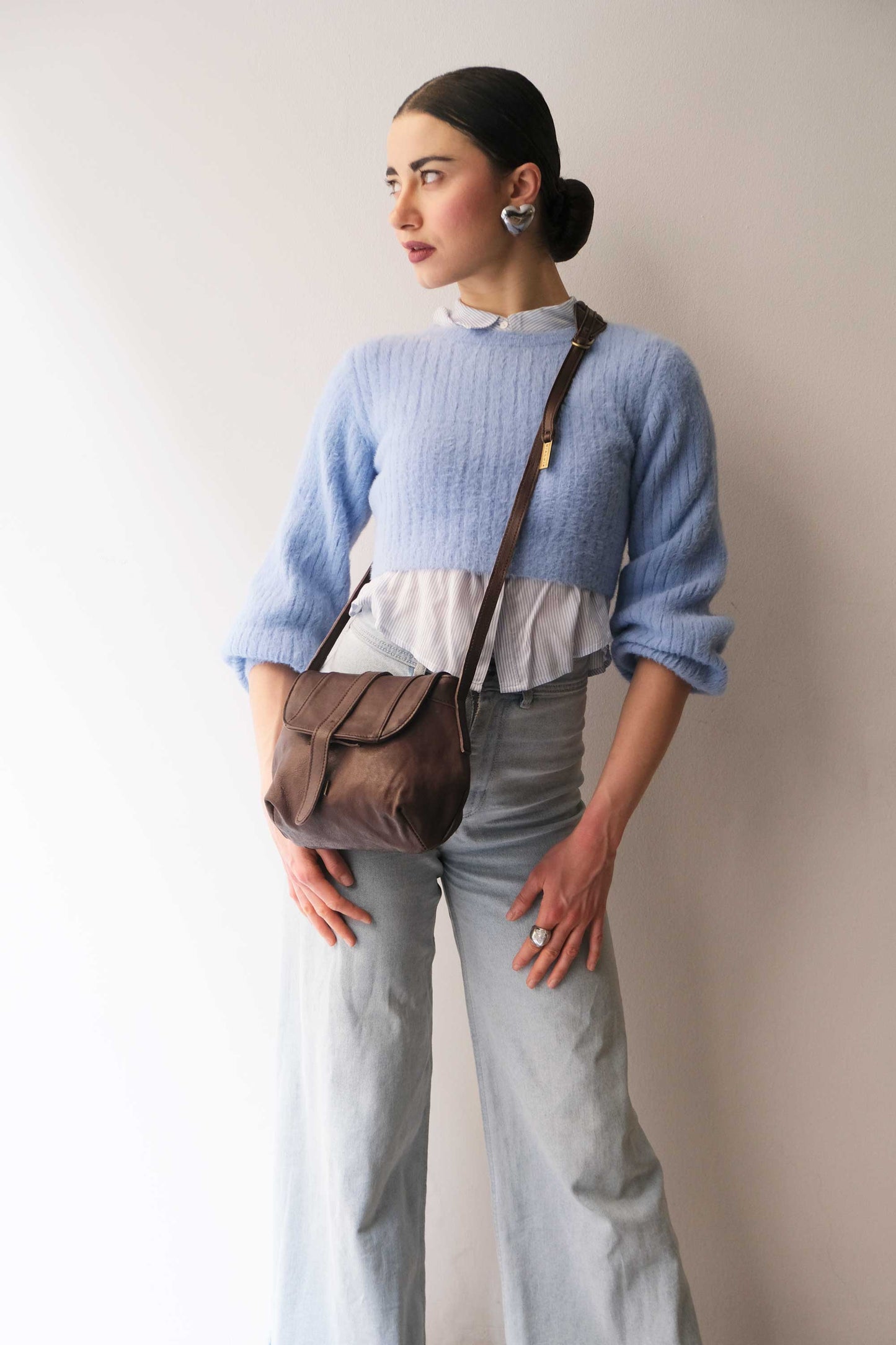 Do mini saddle bag in brown soft nappa - Made in Italy -