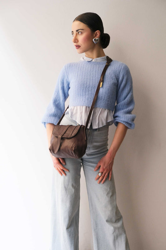 Do mini saddle bag in brown soft nappa - Made in Italy -