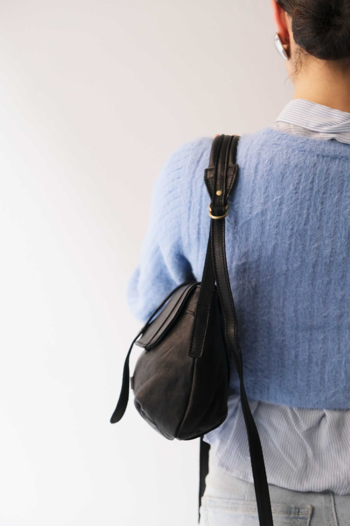 Do mini saddle bag in black soft nappa - Made in Italy -