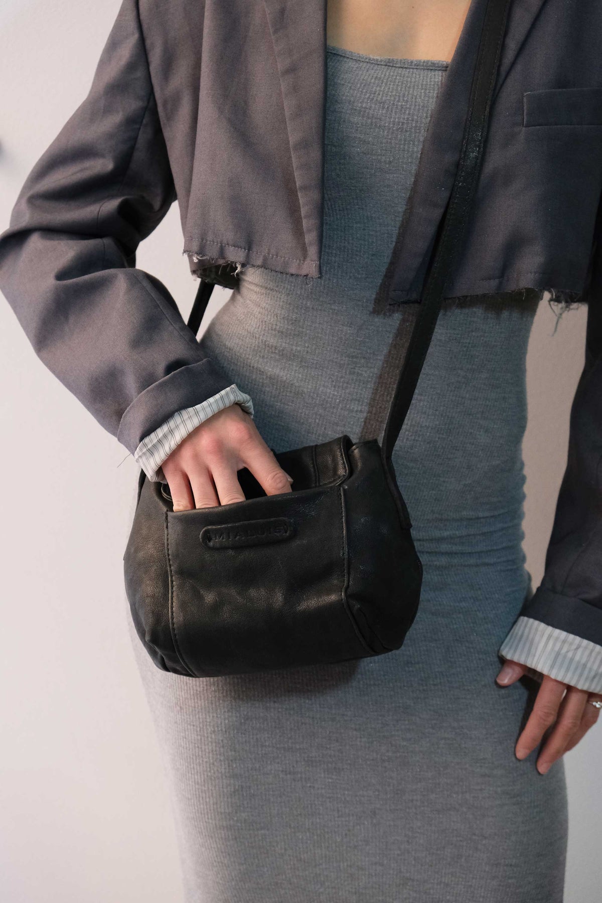 Do mini saddle bag in black soft washed nappa - Made in Italy -