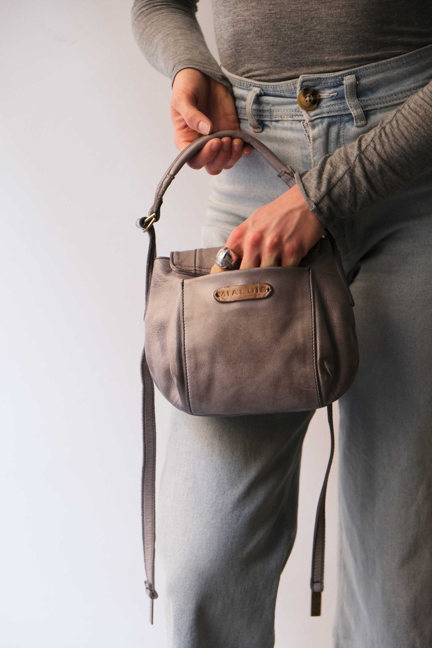 Do mini saddle bag in ash turner calf soft leather - Made in Italy-