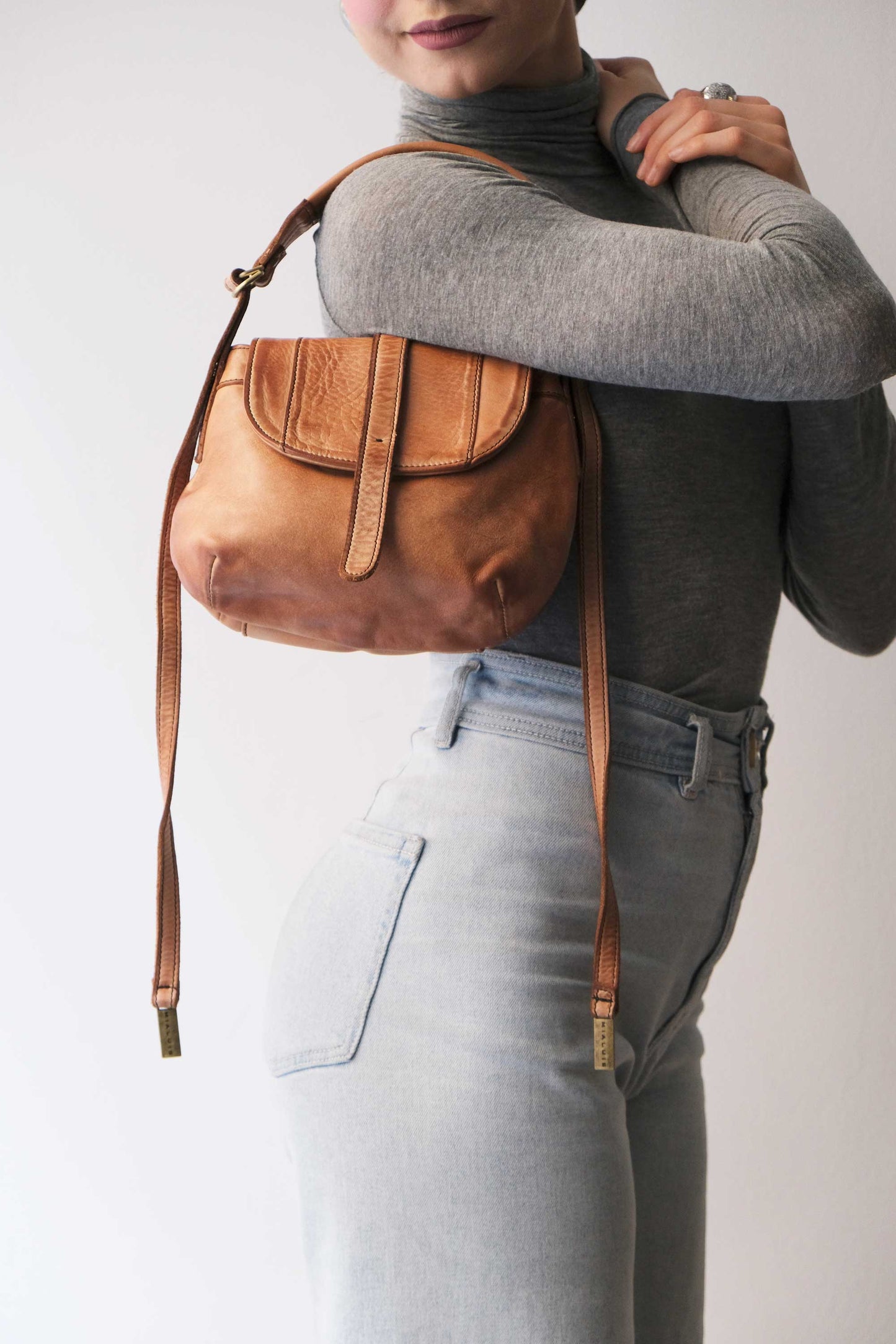 Do mini saddle bag in cognac turner calf soft leather - Made in Italy-