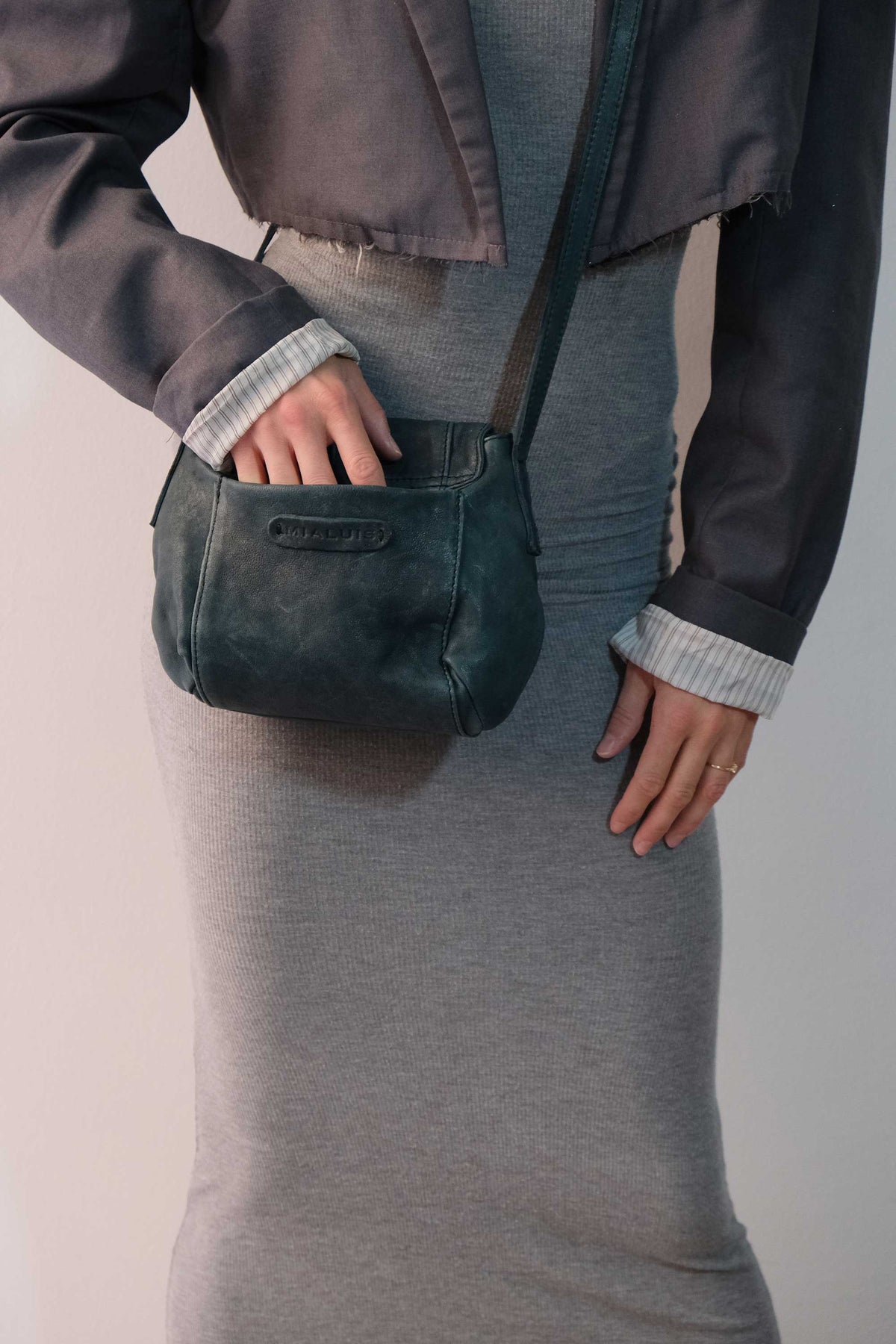 Do mini saddle bag in teal soft washed nappa - Made in Italy -