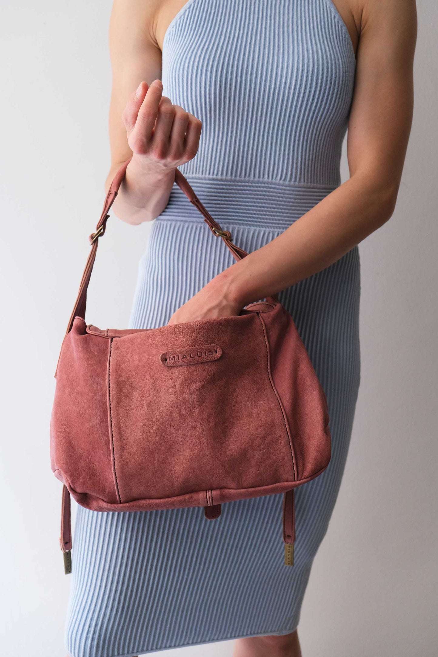 Do saddle bag mauve in soft natural nappa - Made in Italy -