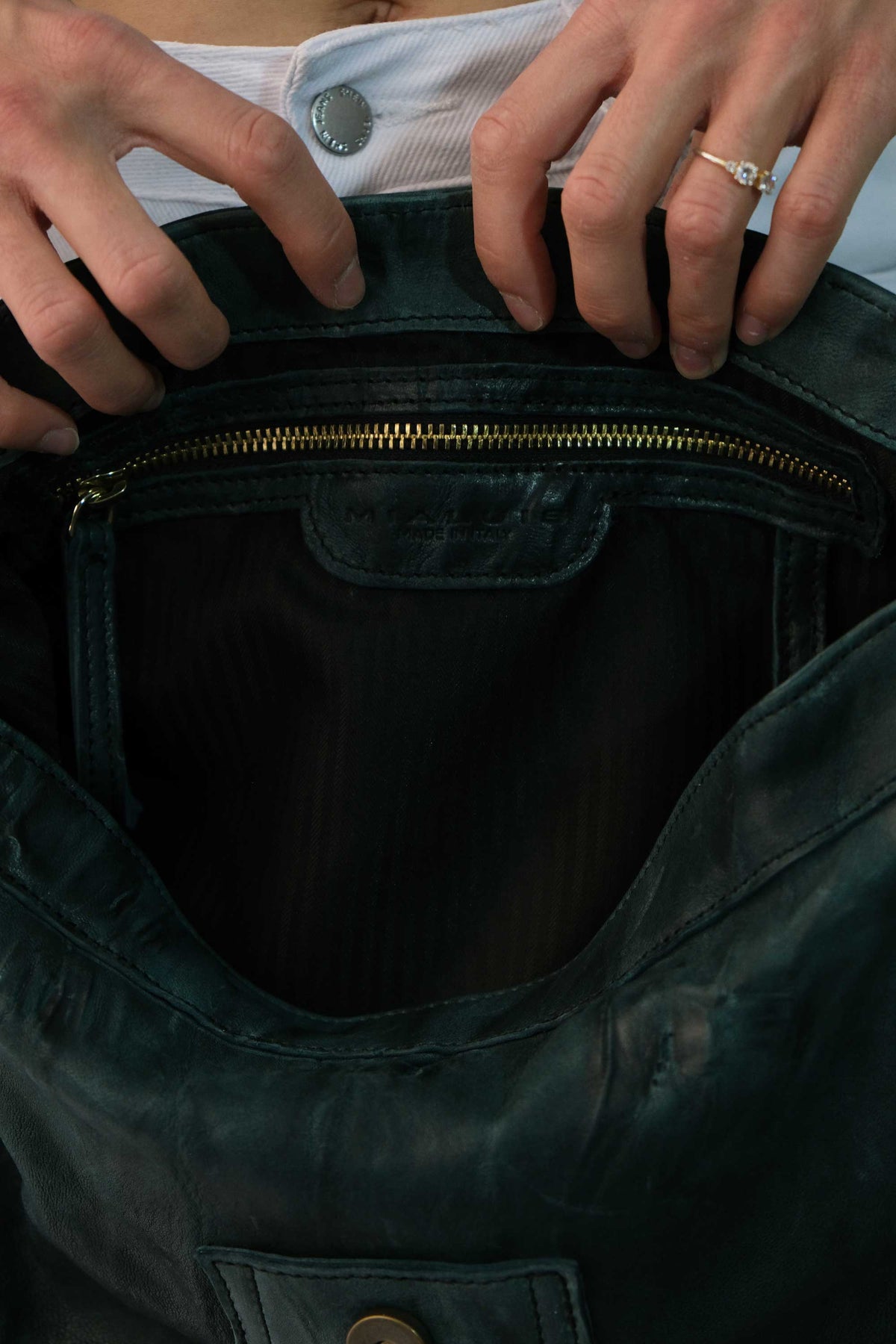 Do saddle bag in teal soft washed nappa - Made in Italy -