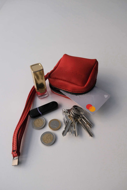 Dream box mini pochette in red soft leather