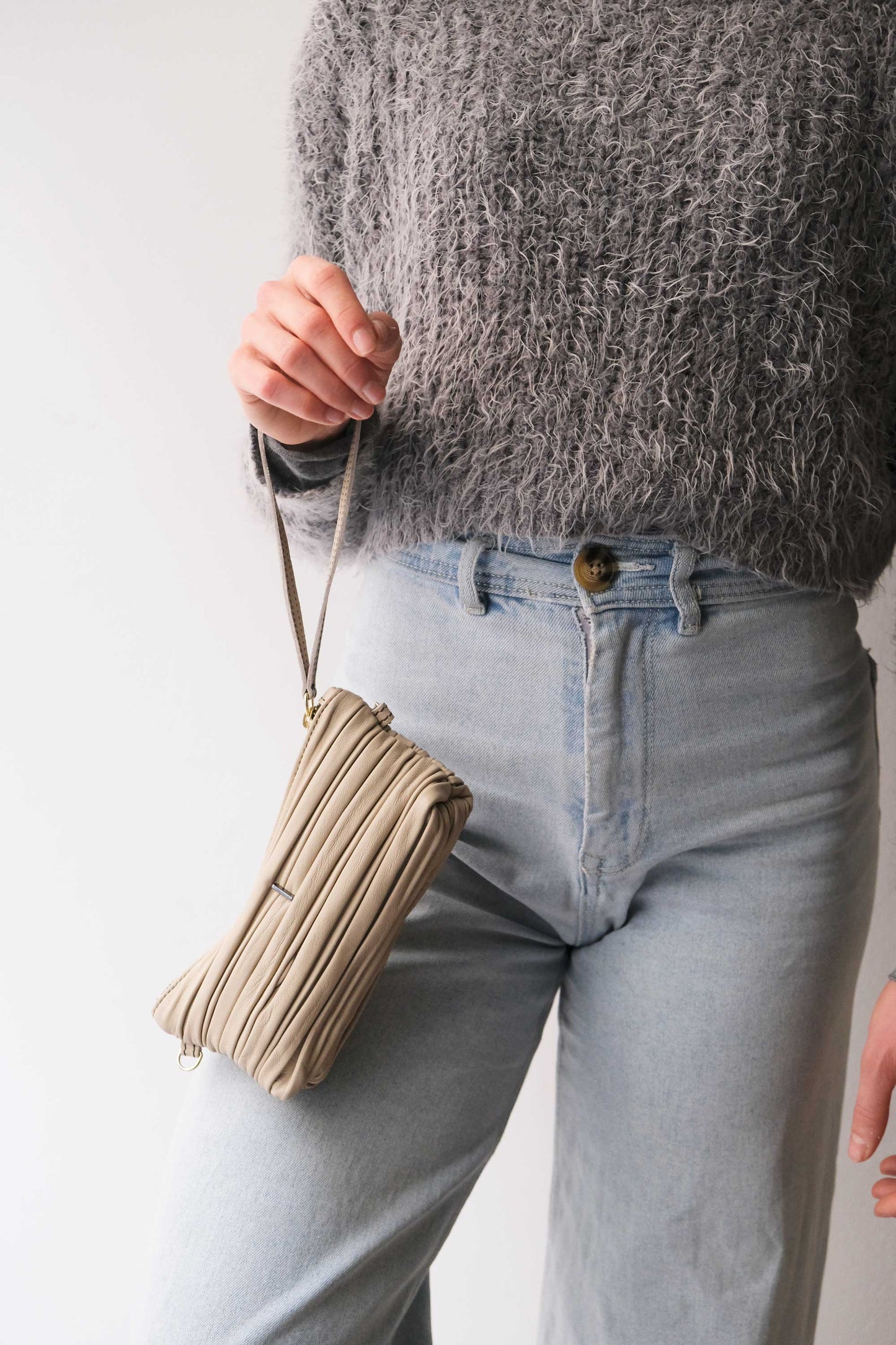 Dream Ti in sand pleated leather - Made in Italy -