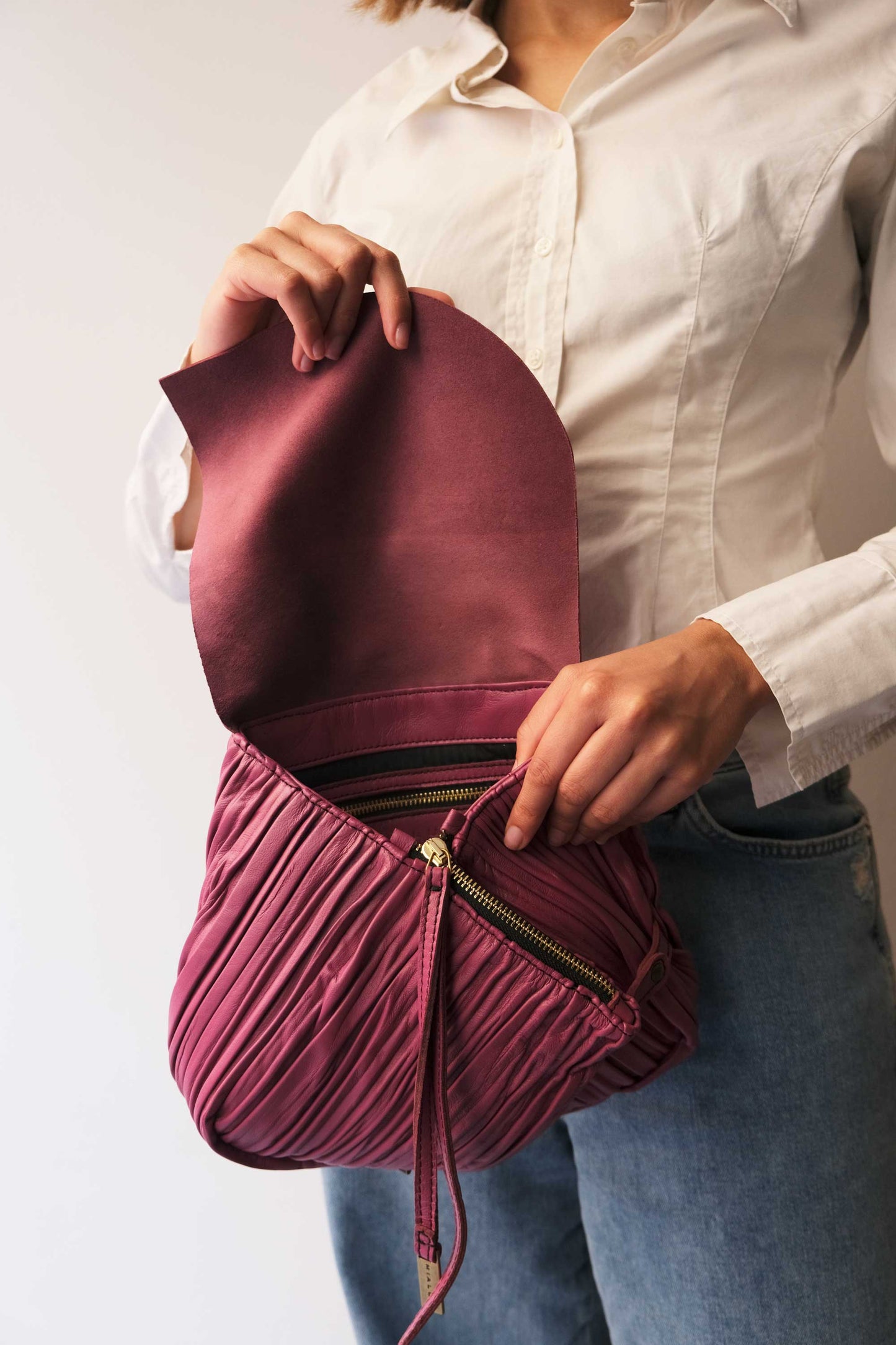 PRE ORDER discount 15%- Minu in pleated barolo colour leather- use code PREORDER15 - ESTIMATED DELIVERY END SEPTEMBER - Made in Italy -