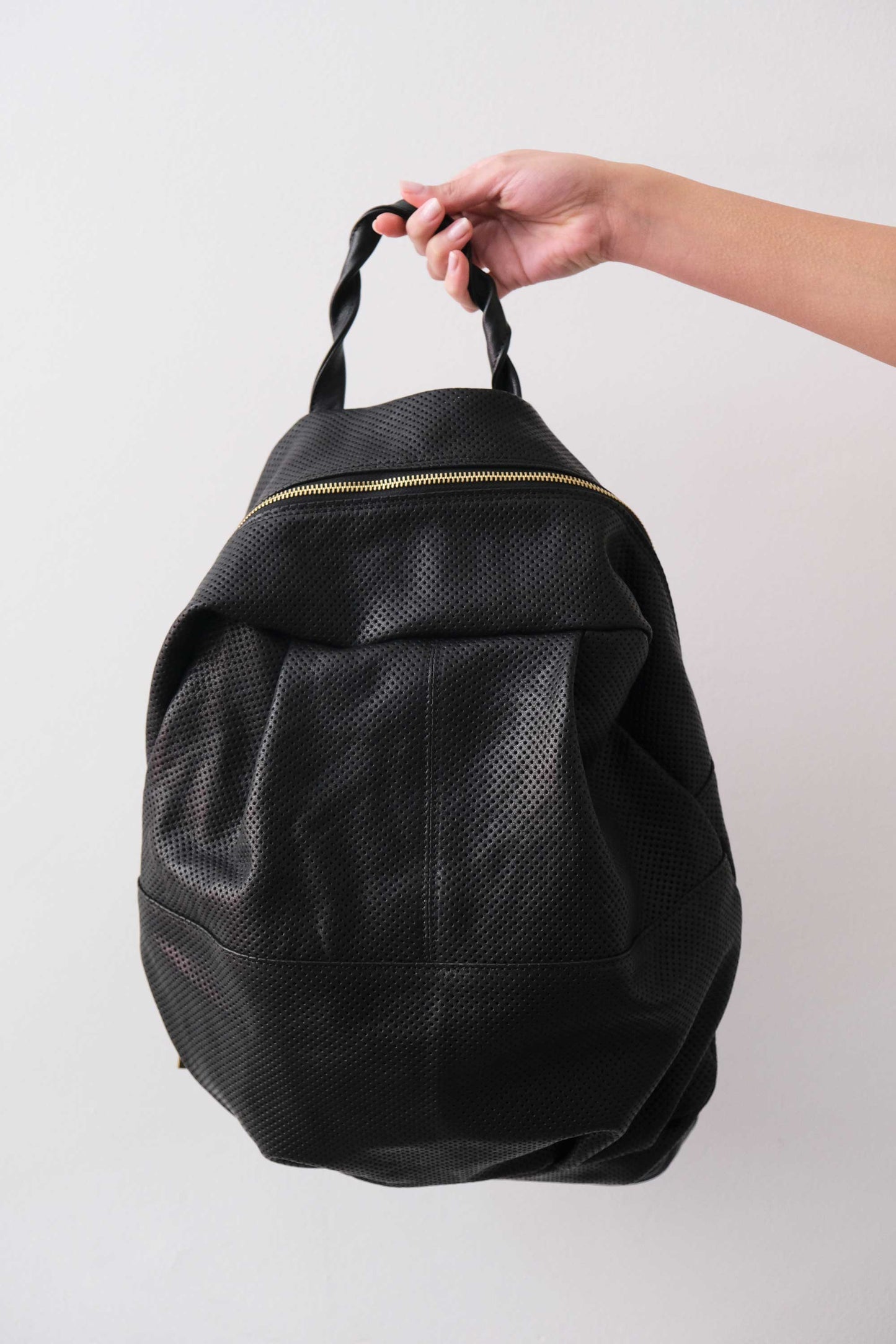 Nerina backpack in black perforated nappa