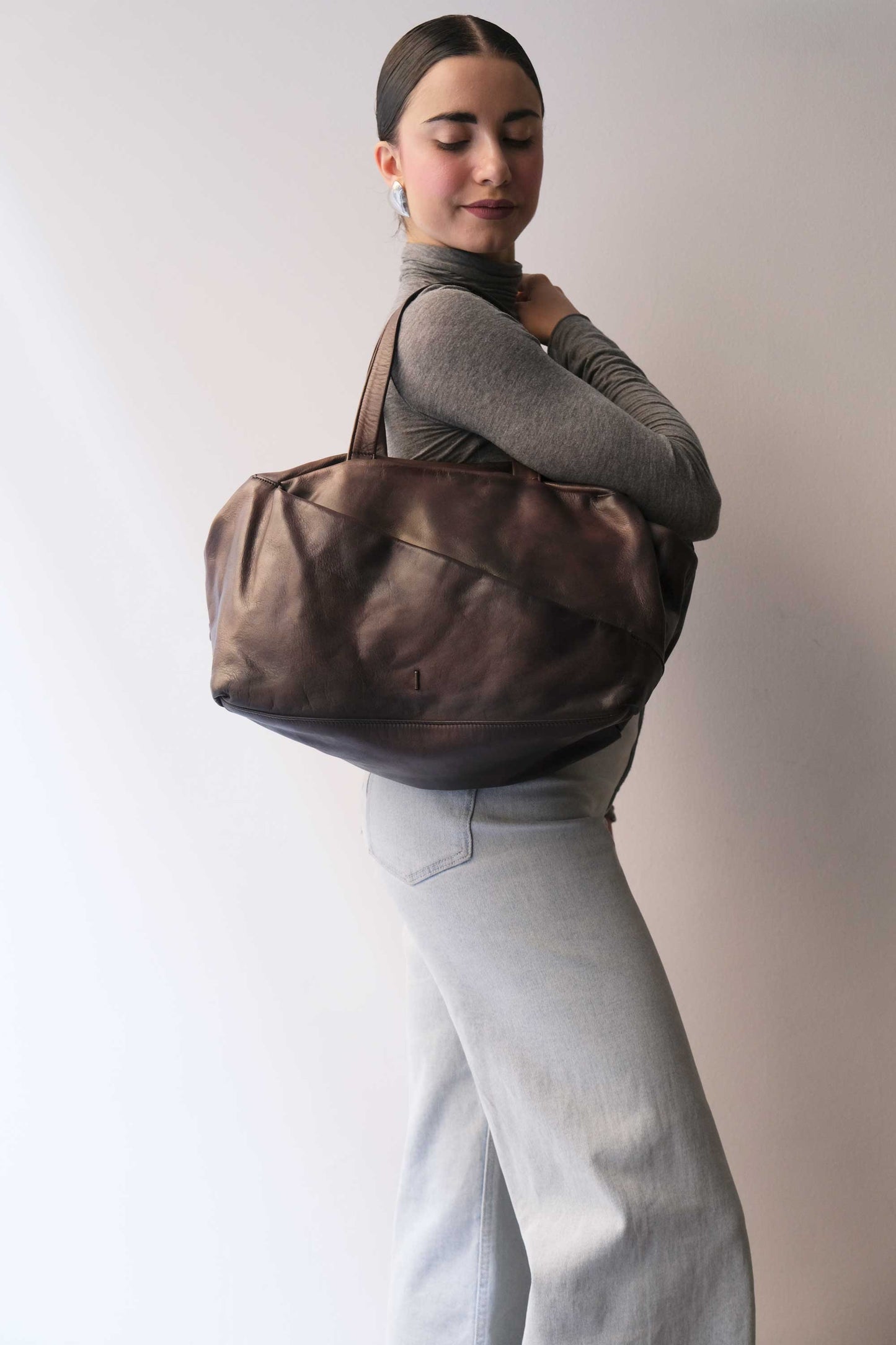 Pilli bag in caffè turner soft leather - Made in Italy -