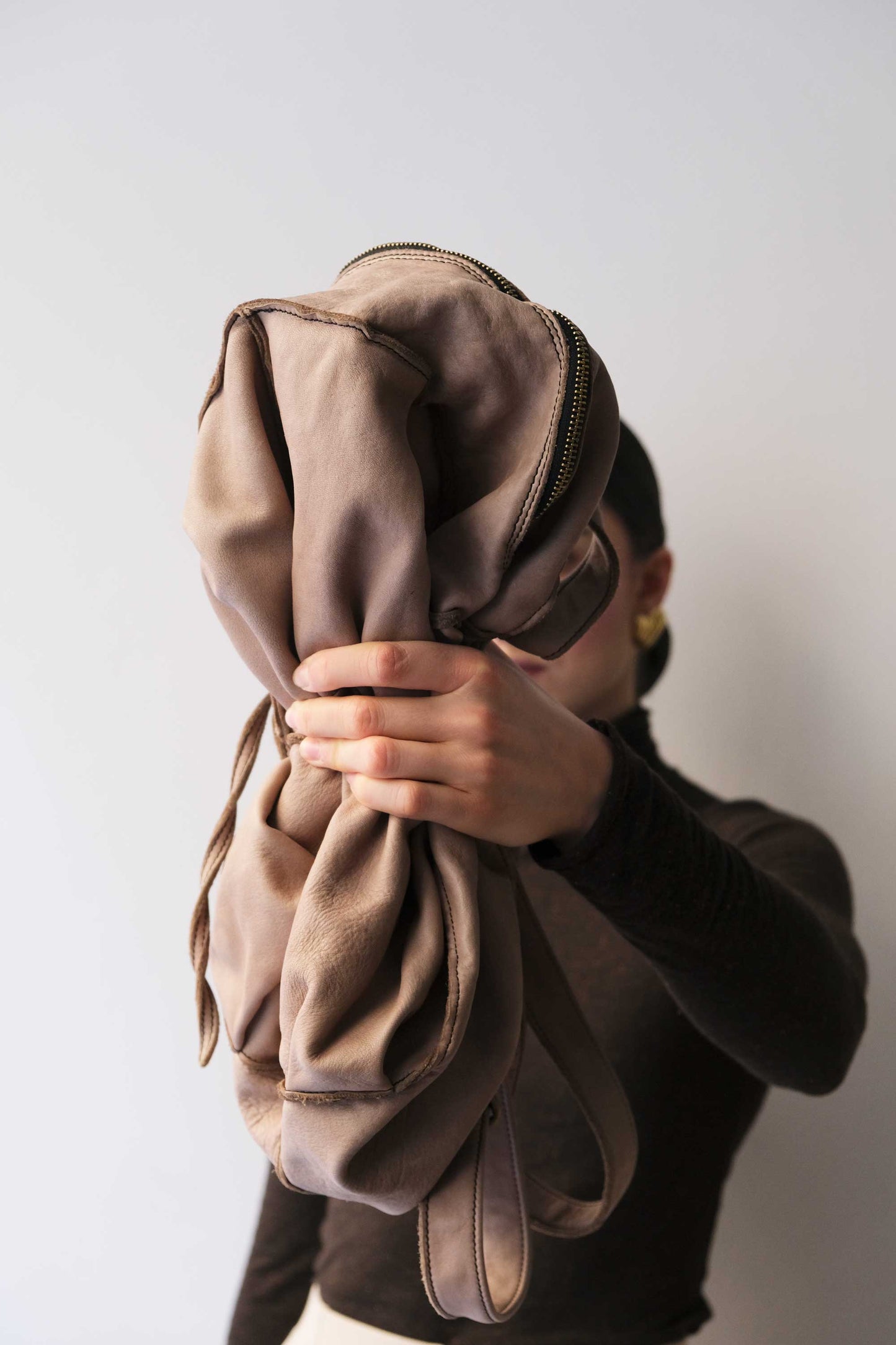 Reneri backpack sand garment-dyed leather - Made in Italy -