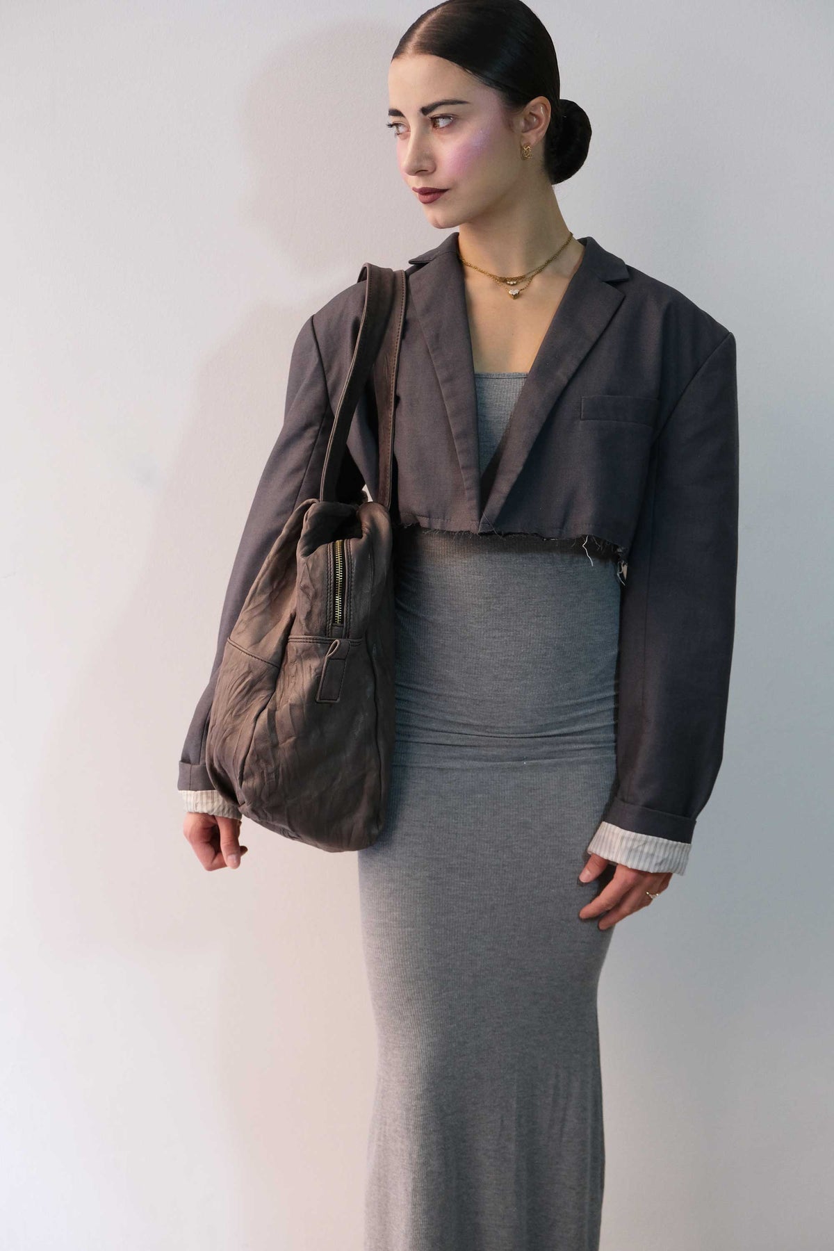 Riri tote bag in soft nappa lomé tobacco - Made in Italy -
