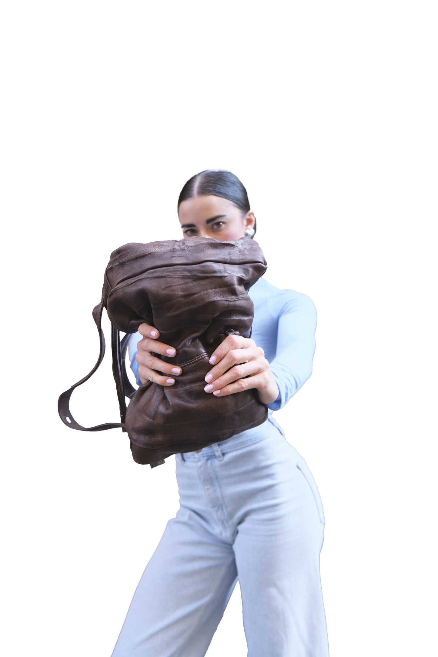 LAUNCH PRICE €298 UNTIL OCTOBER 30 - Valy tote bag in soft nappa lomé brown - Made in Italy -