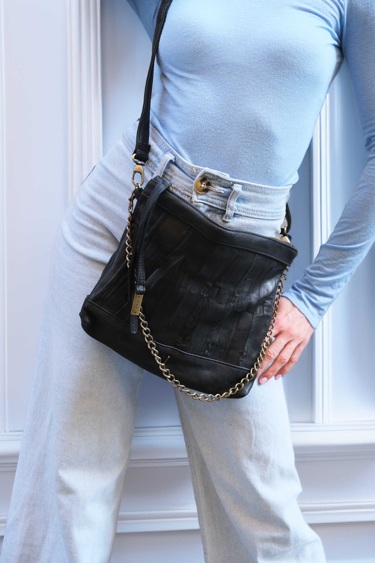 Zoe in balck lome nappa leather - Made in Italy -